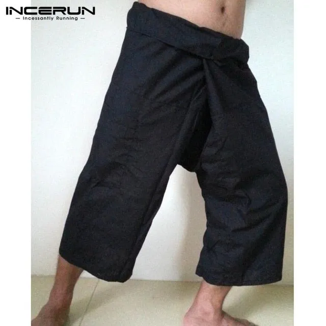 2019 New Fashion Pants Men Massage Thai Fisherman Pants Casual Wide Leg Calf-length Pockets Cool Men Women Plus Size S-5XL