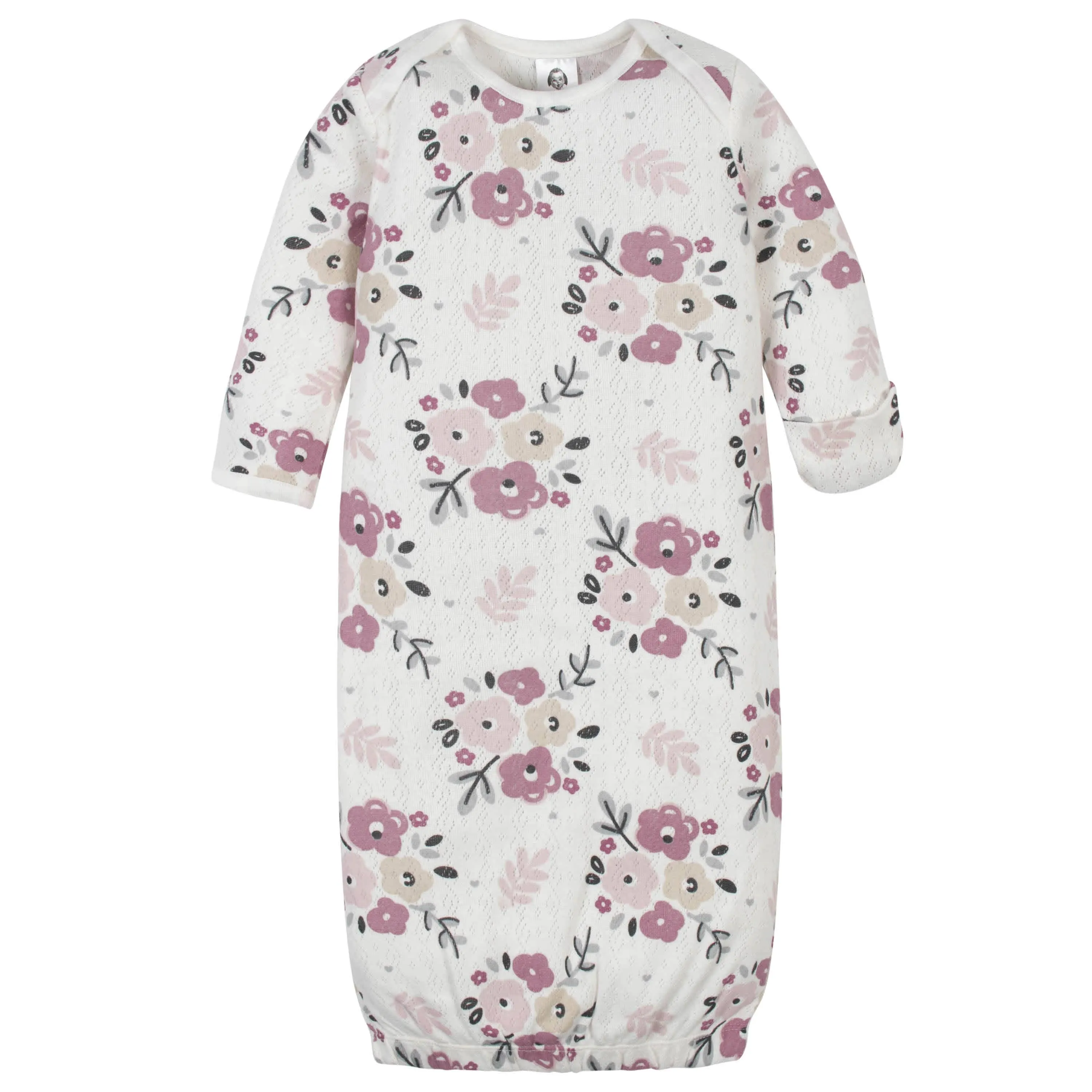 4-Piece Baby Girls Organic Floral Gowns & Caps