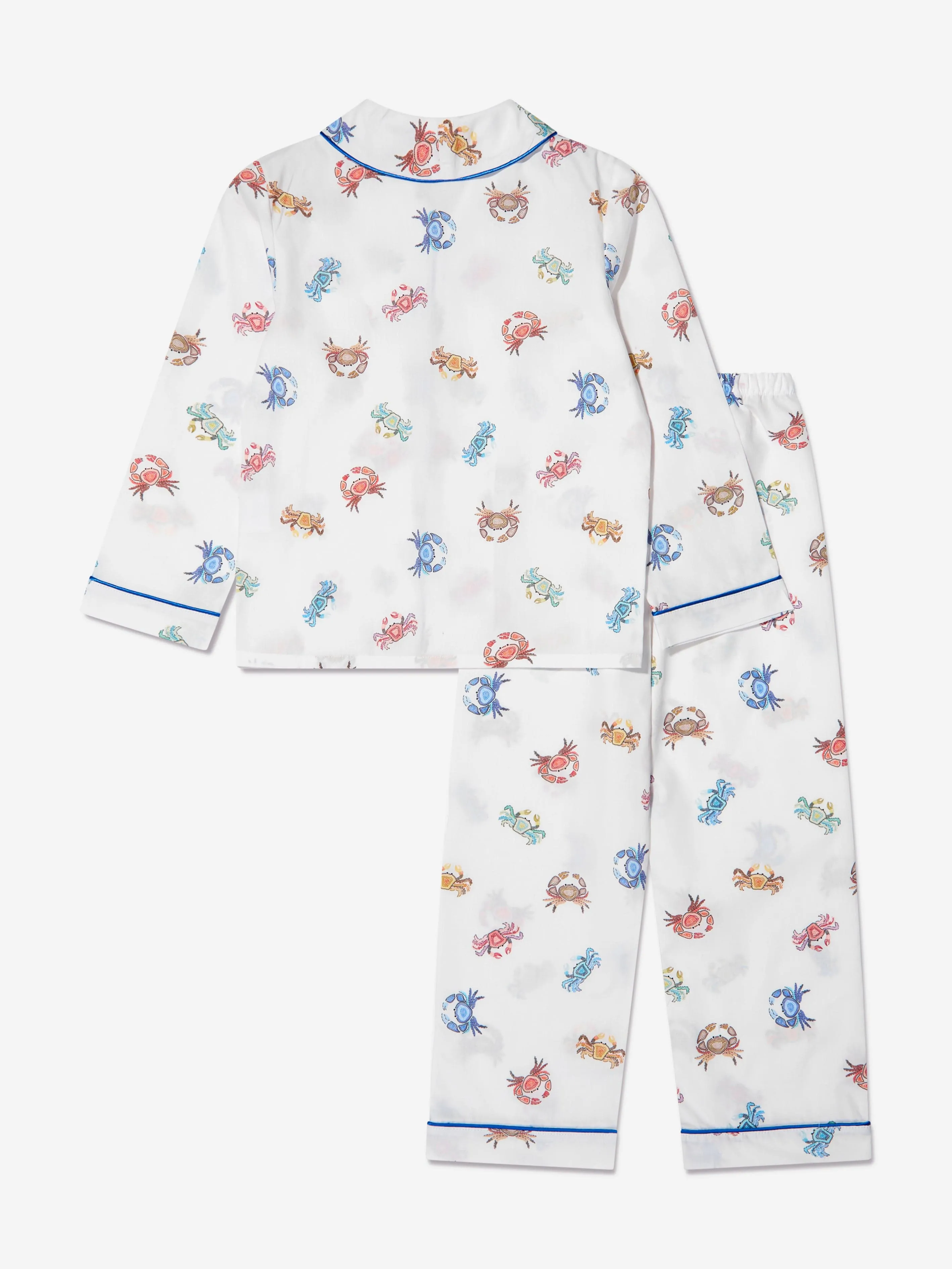 Amiki Children Boys Sam Crab Print Button Up Pyjama Set in White