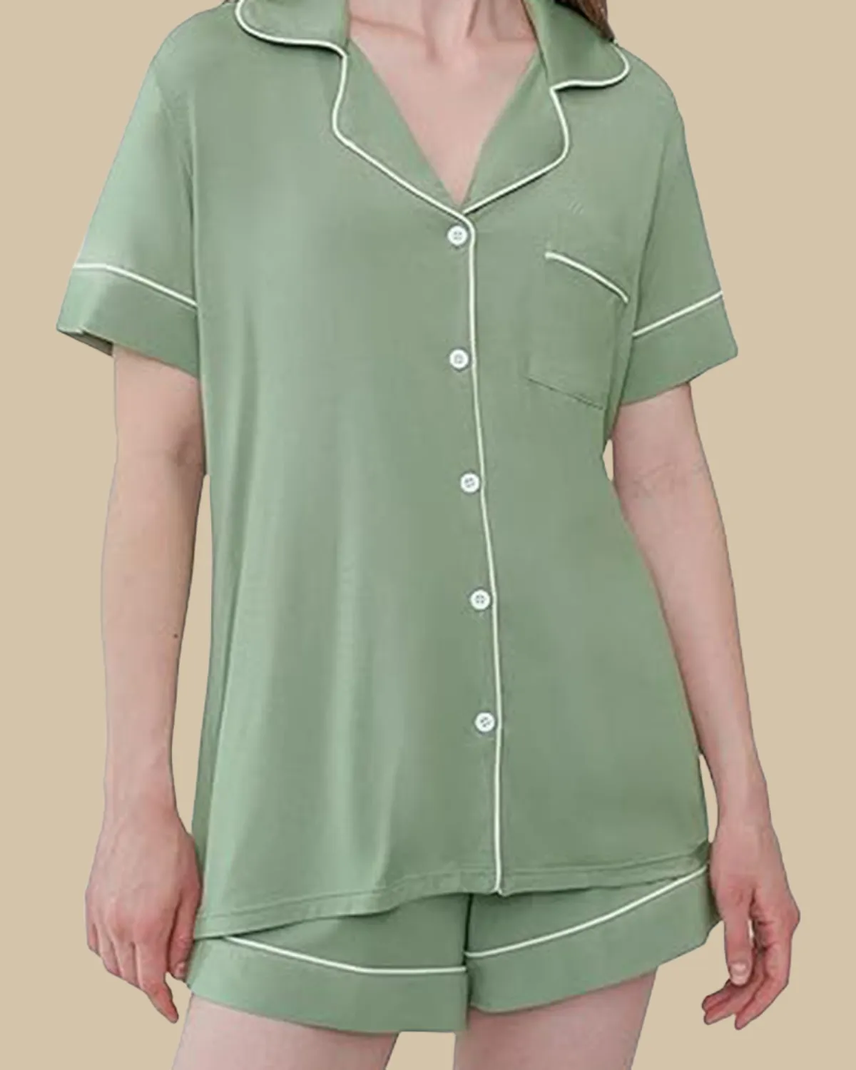 Bamboo Classic Button Up Short Sleeve and Shorts Summer PJS