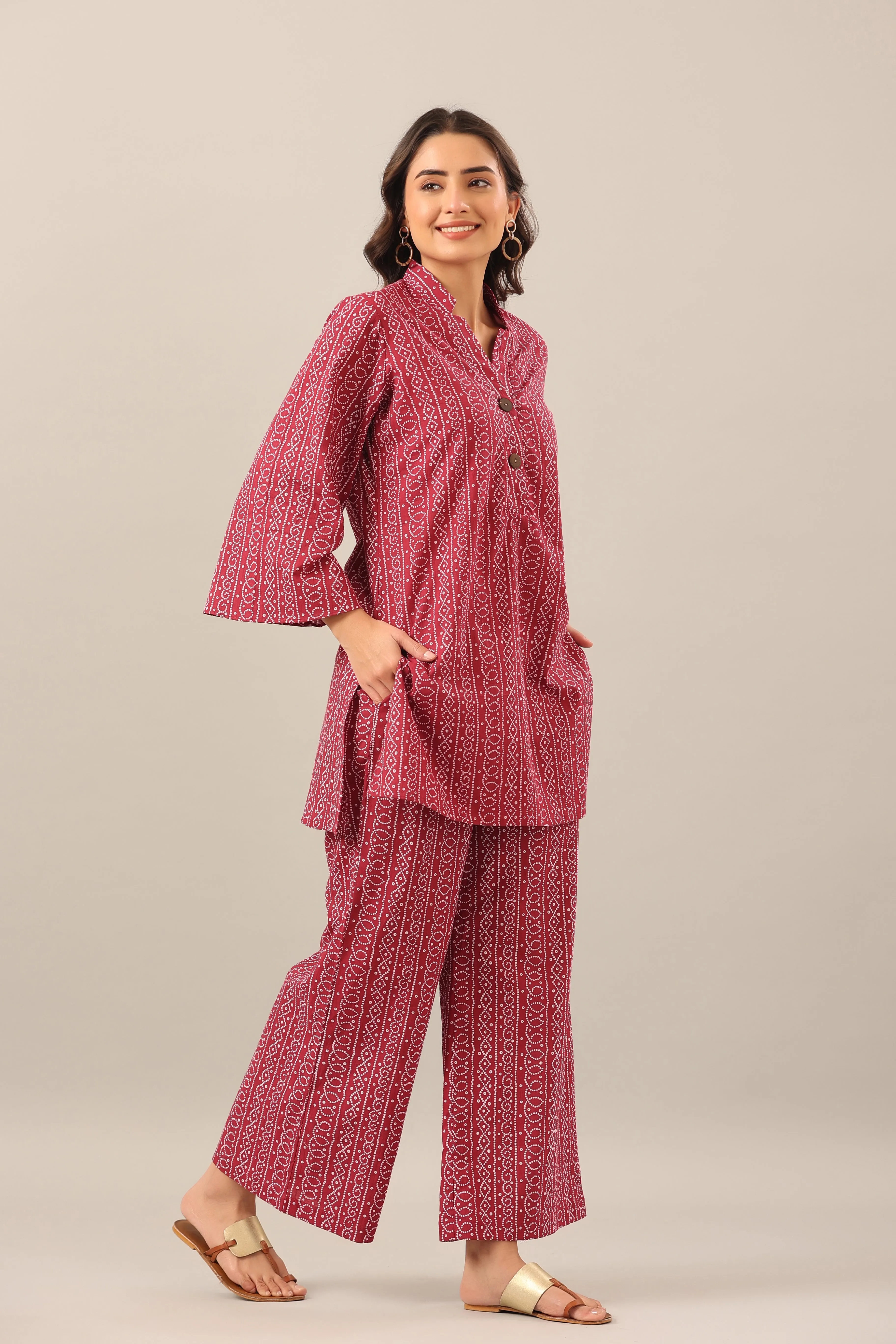 Bhandej  on Maroon Palazzo Loungewear Set