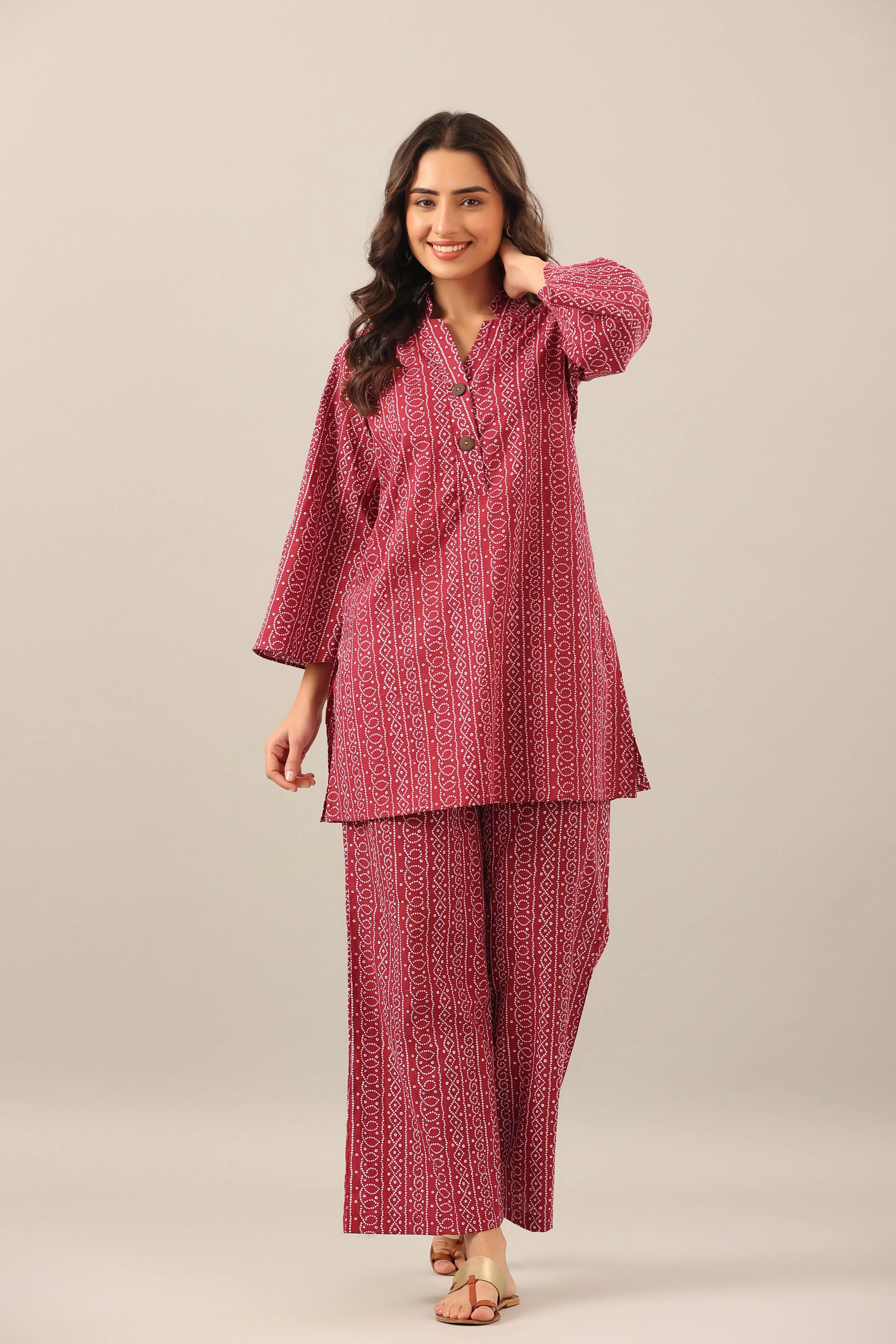 Bhandej  on Maroon Palazzo Loungewear Set