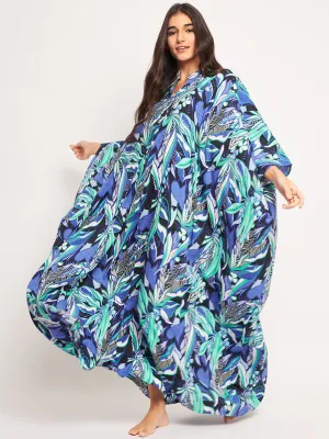 Blue Abstract Printed Freesize Kaftan