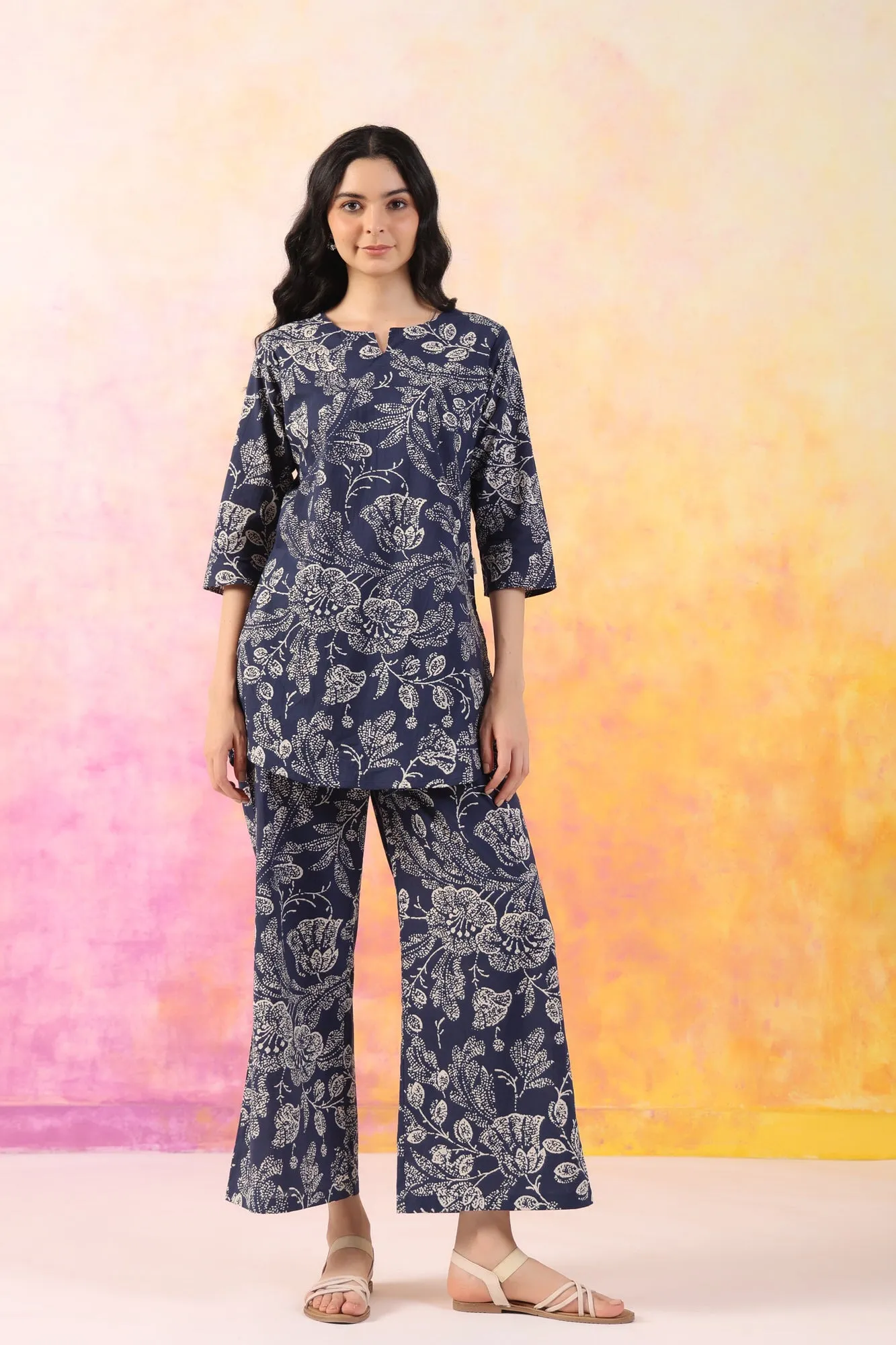 Botanic Harmony Blue Palazzo Loungewear Set