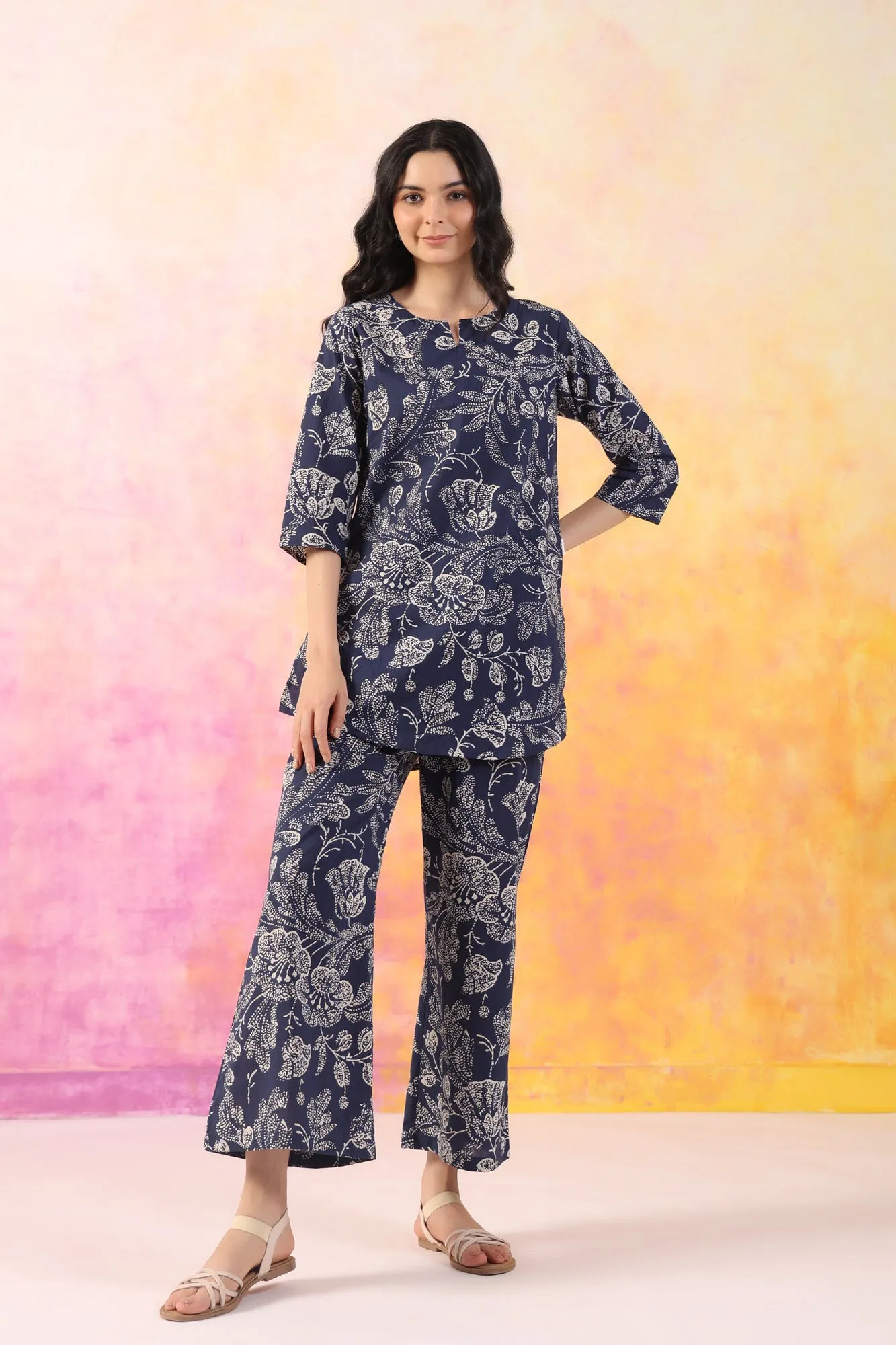 Botanic Harmony Blue Palazzo Loungewear Set