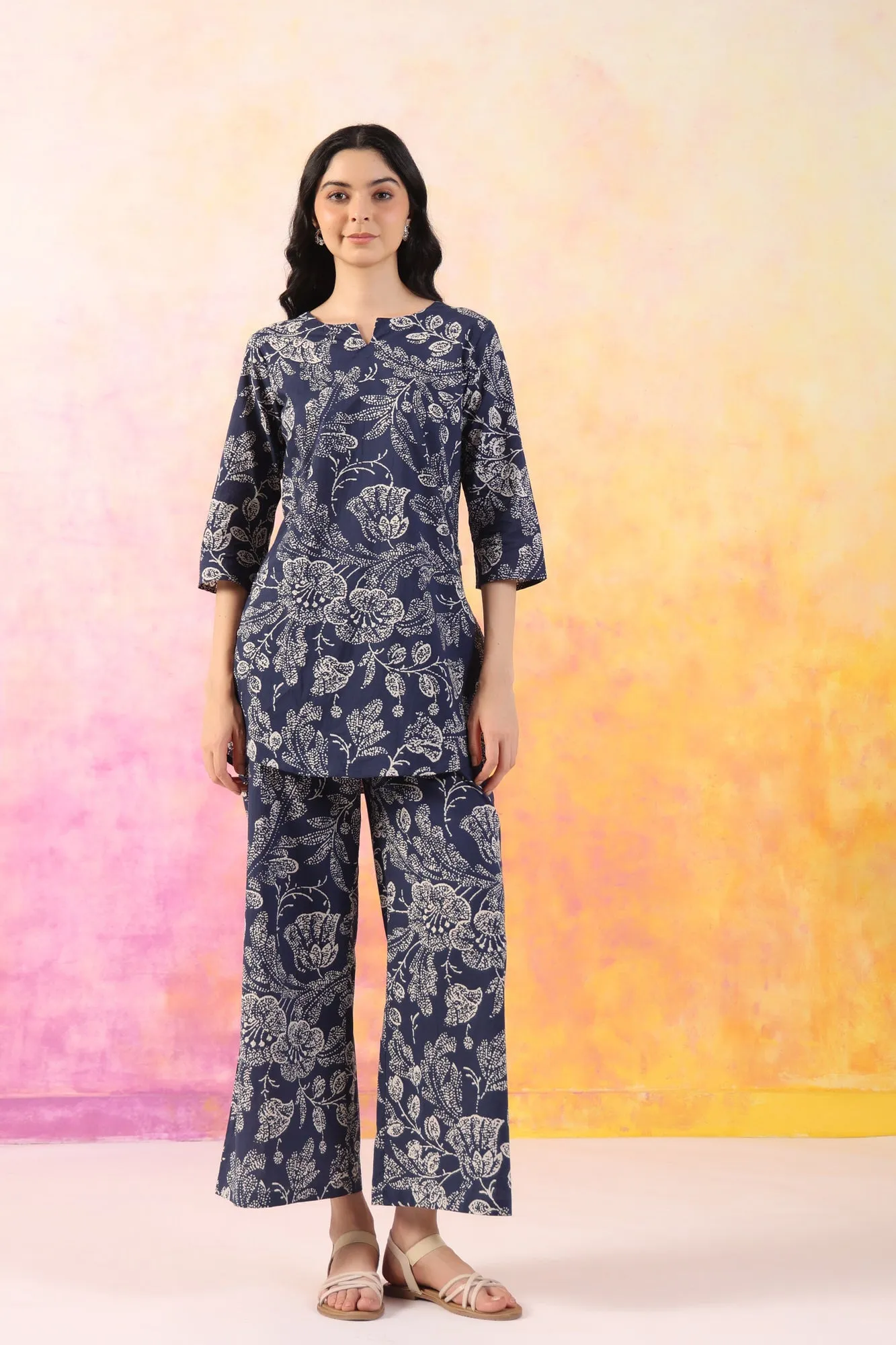 Botanic Harmony Blue Palazzo Loungewear Set