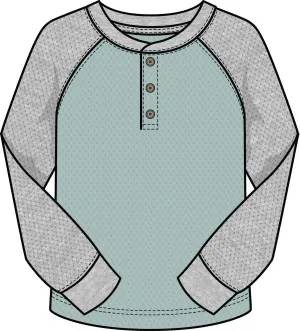 Color Block Raglan Thermal Long Sleeve Top Light Blue - Select Size