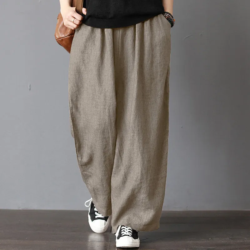 Cotton/Linen Wide Leg Trousers