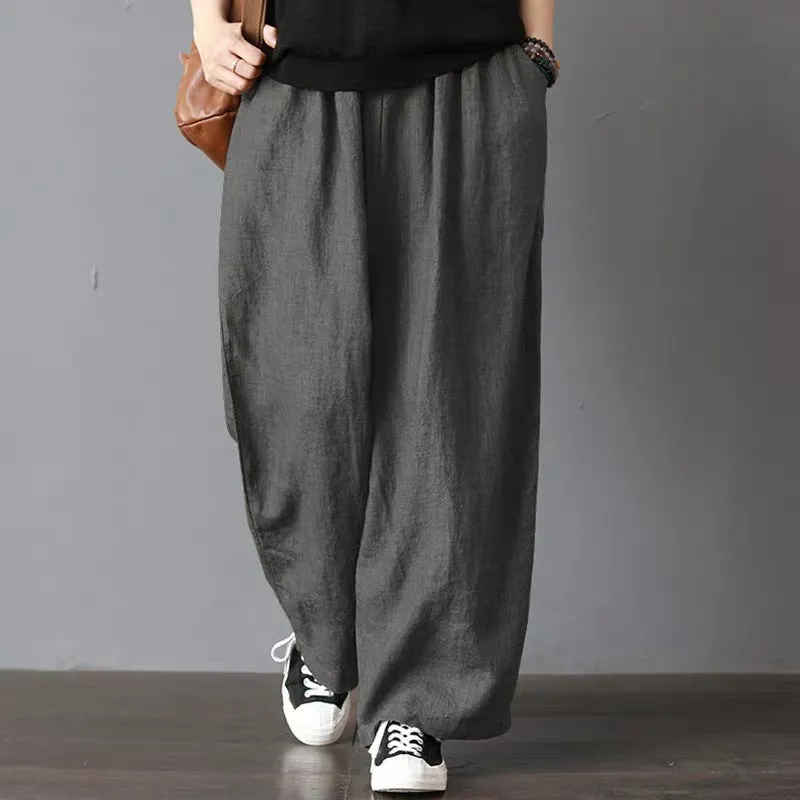 Cotton/Linen Wide Leg Trousers