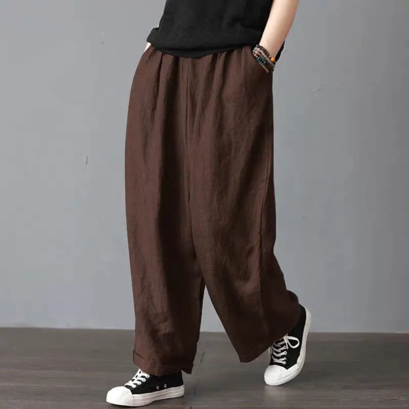 Cotton/Linen Wide Leg Trousers