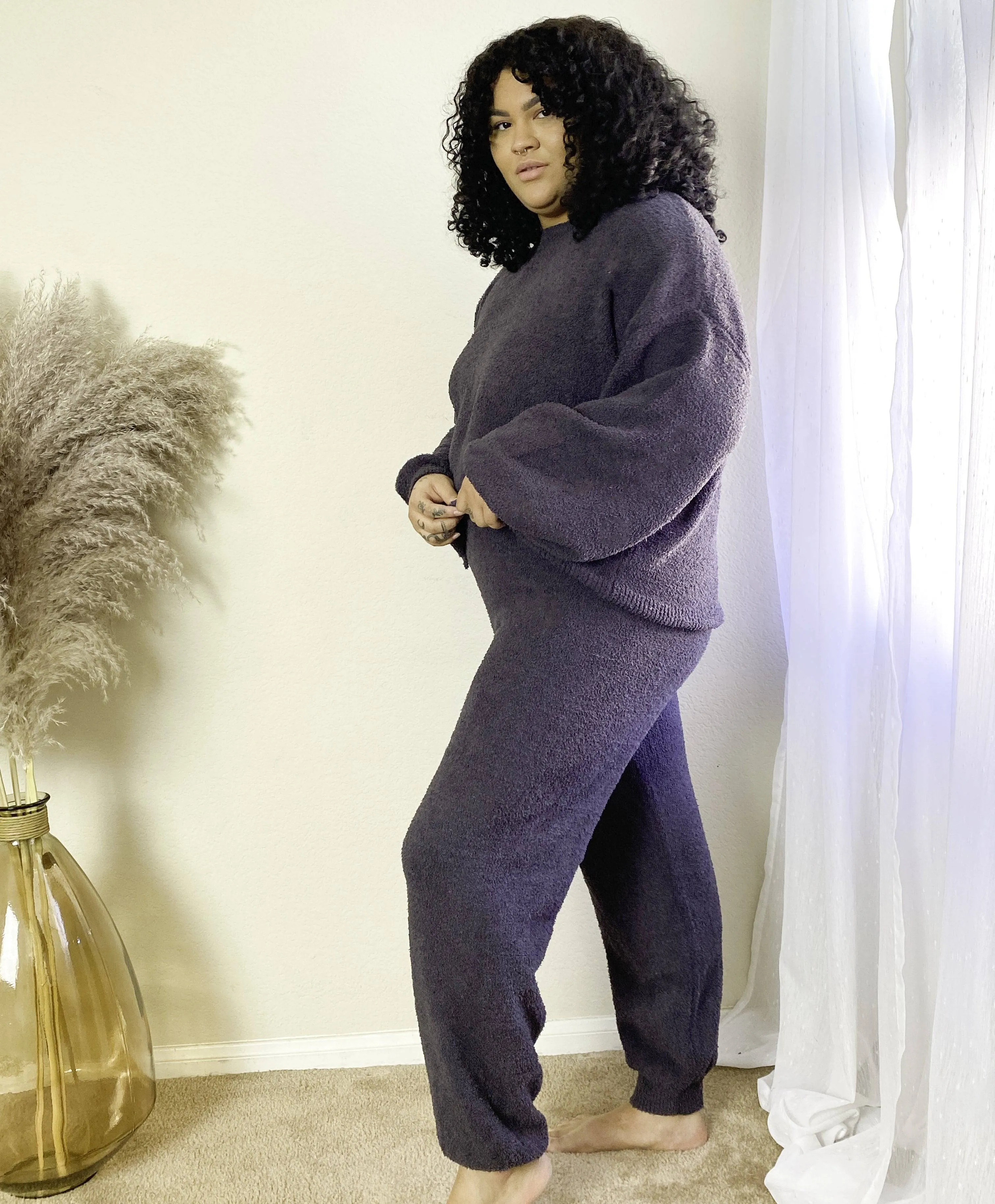 Cozy Plus Size Loungewear Set - Charcoal