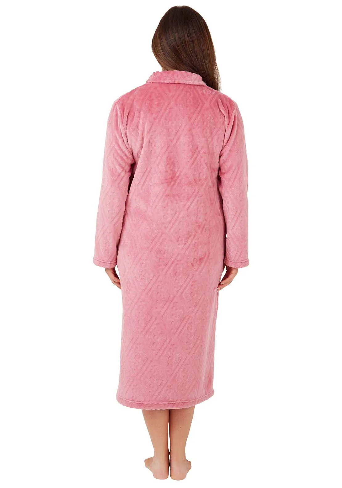 Diamond Fleece Dressing Gown - Pink