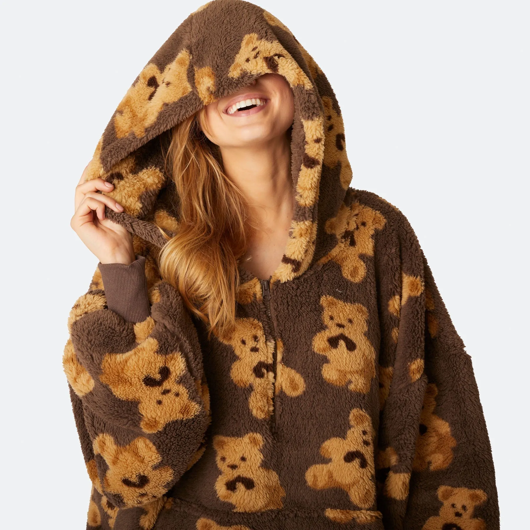 Dunkler Teddy HappyHoodie