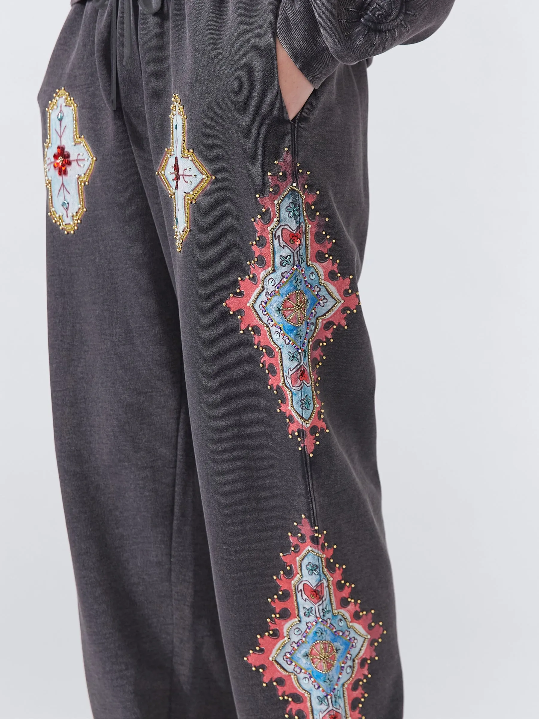 Dylan Printed Embellished Jogger Acid Wash