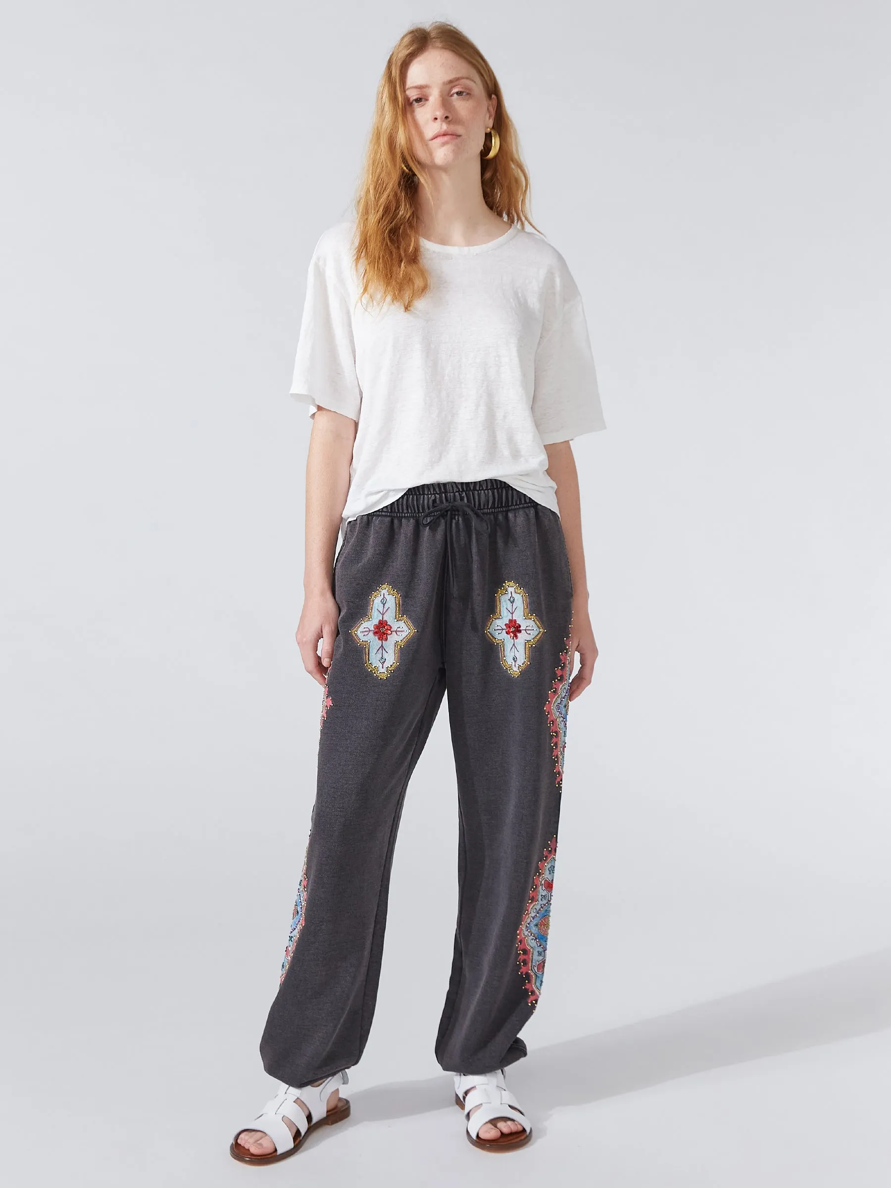 Dylan Printed Embellished Jogger Acid Wash