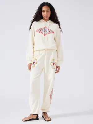 Dylan Printed Embellished Jogger Cream