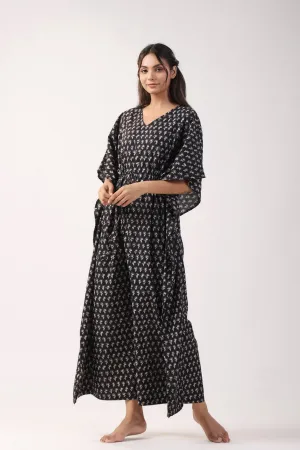 Ebony Petals Cotton Kaftan