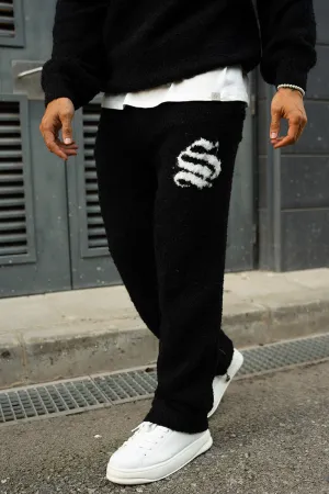 Emblem Knitted Joggers - Black