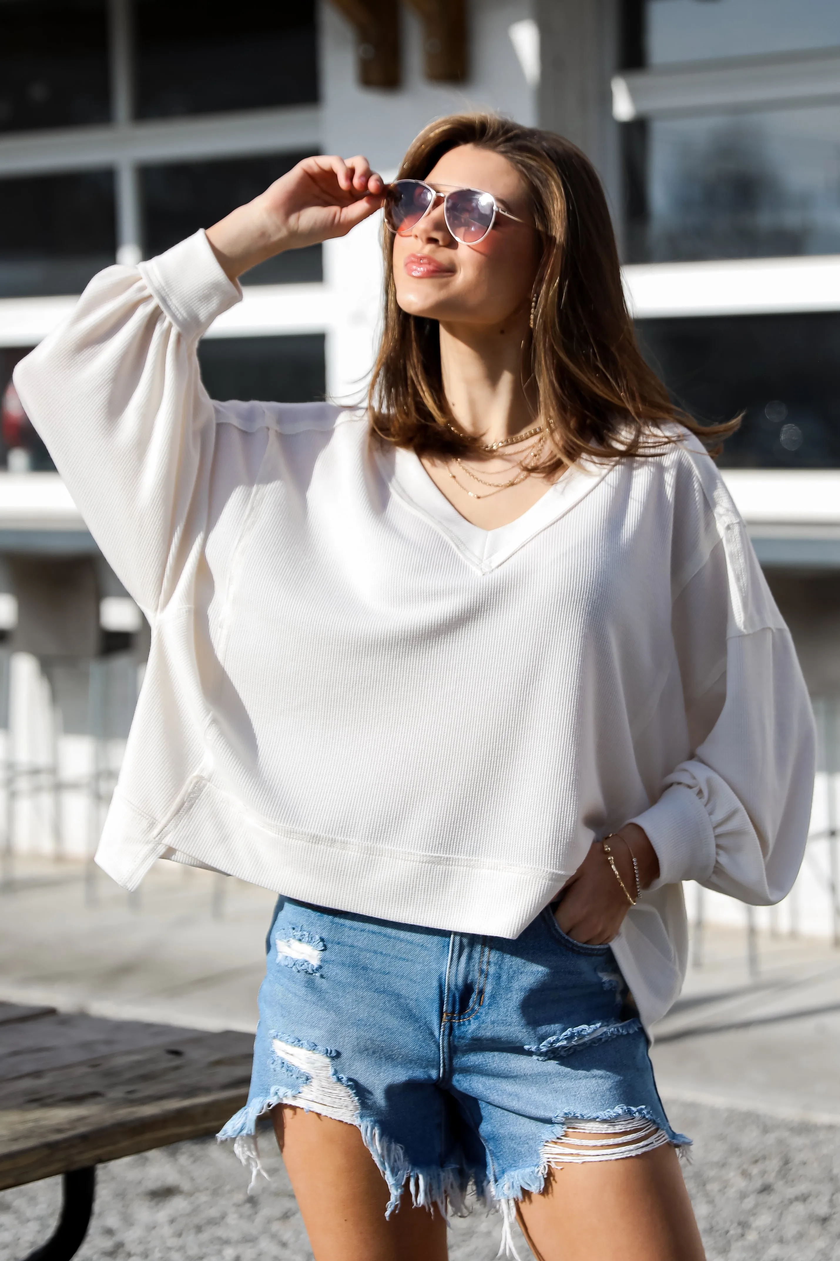 FINAL SALE - Timeless Perfection Off White Waffle Knit Top