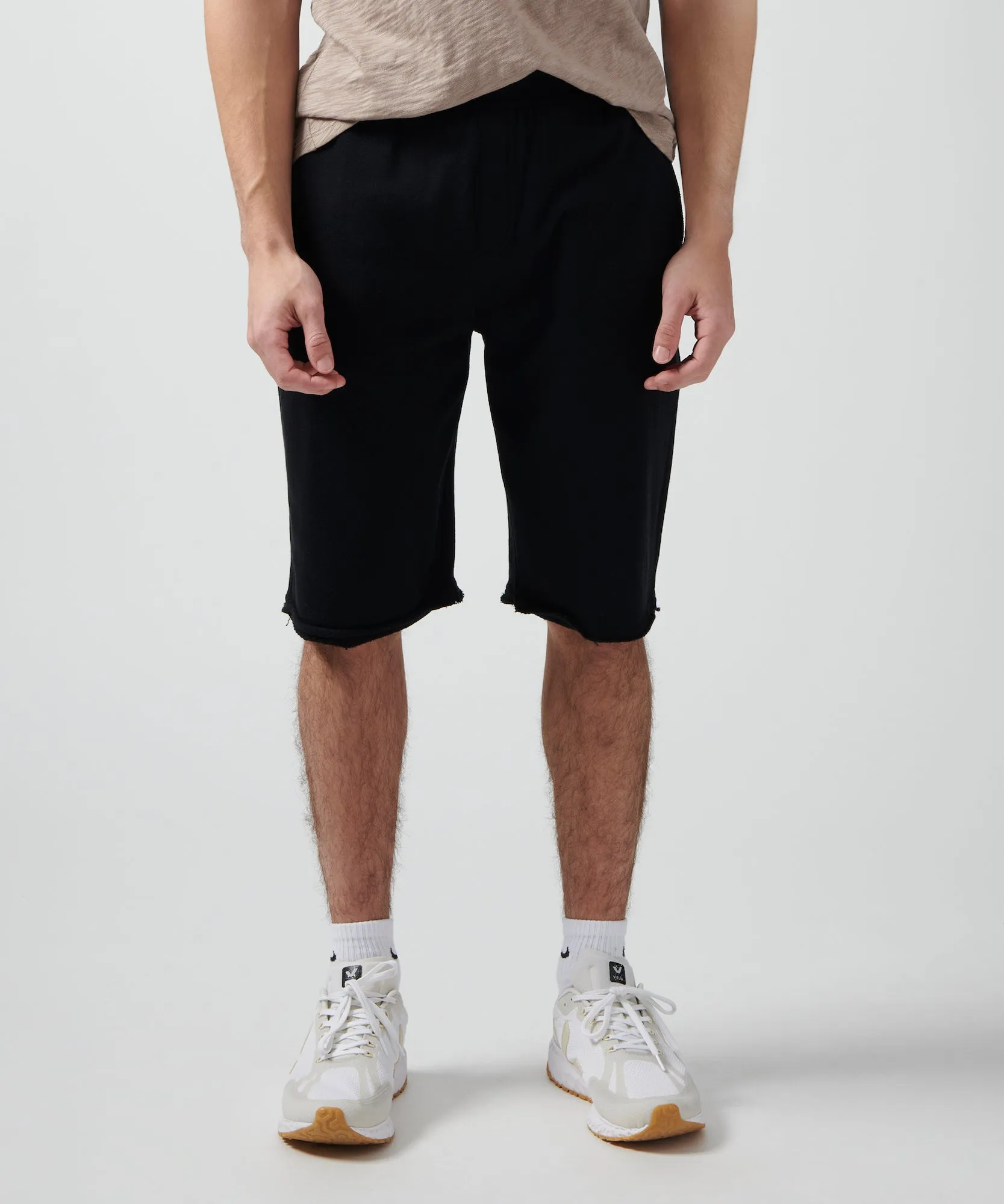 French Terry Pull-On Shorts - Black