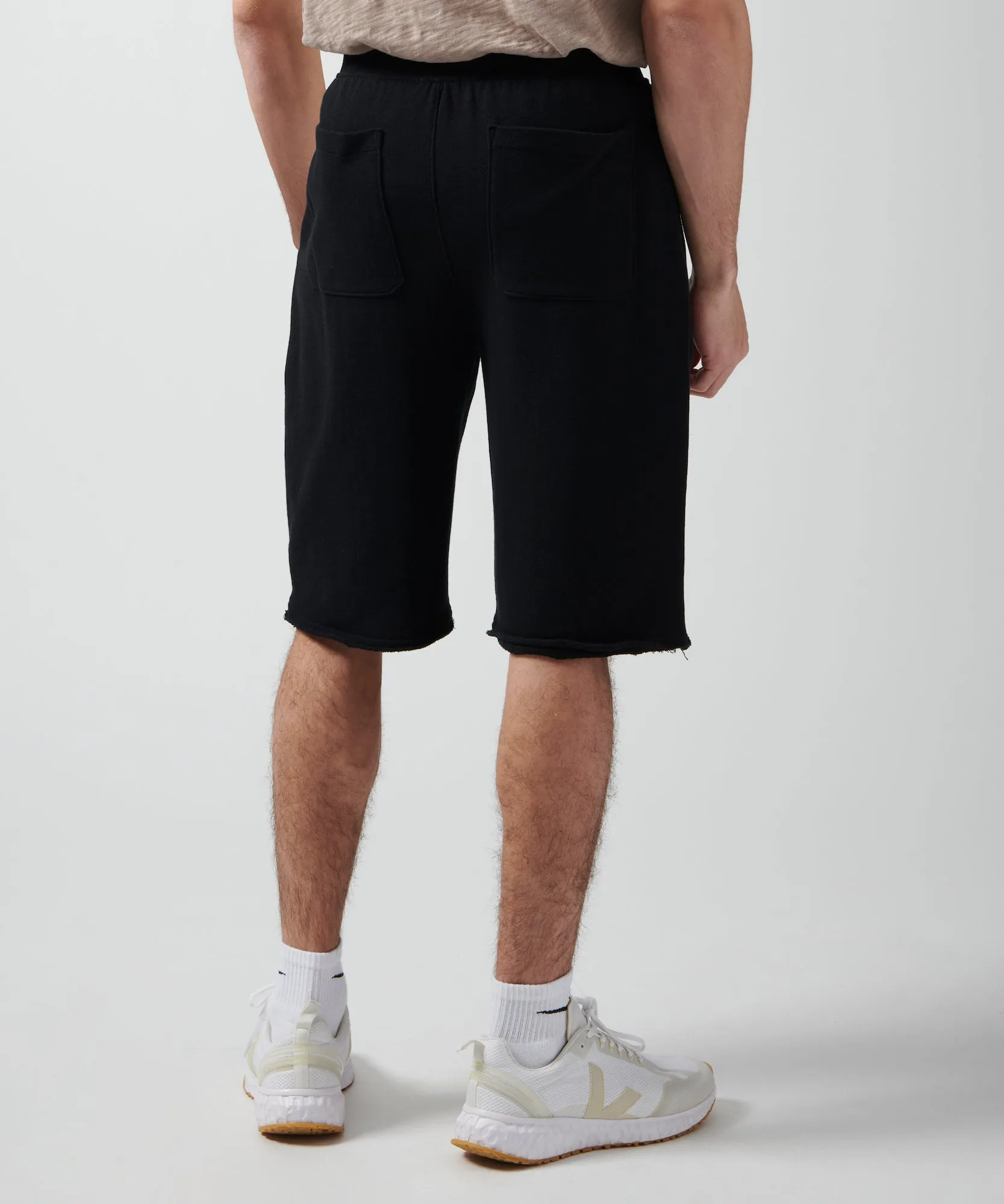 French Terry Pull-On Shorts - Black