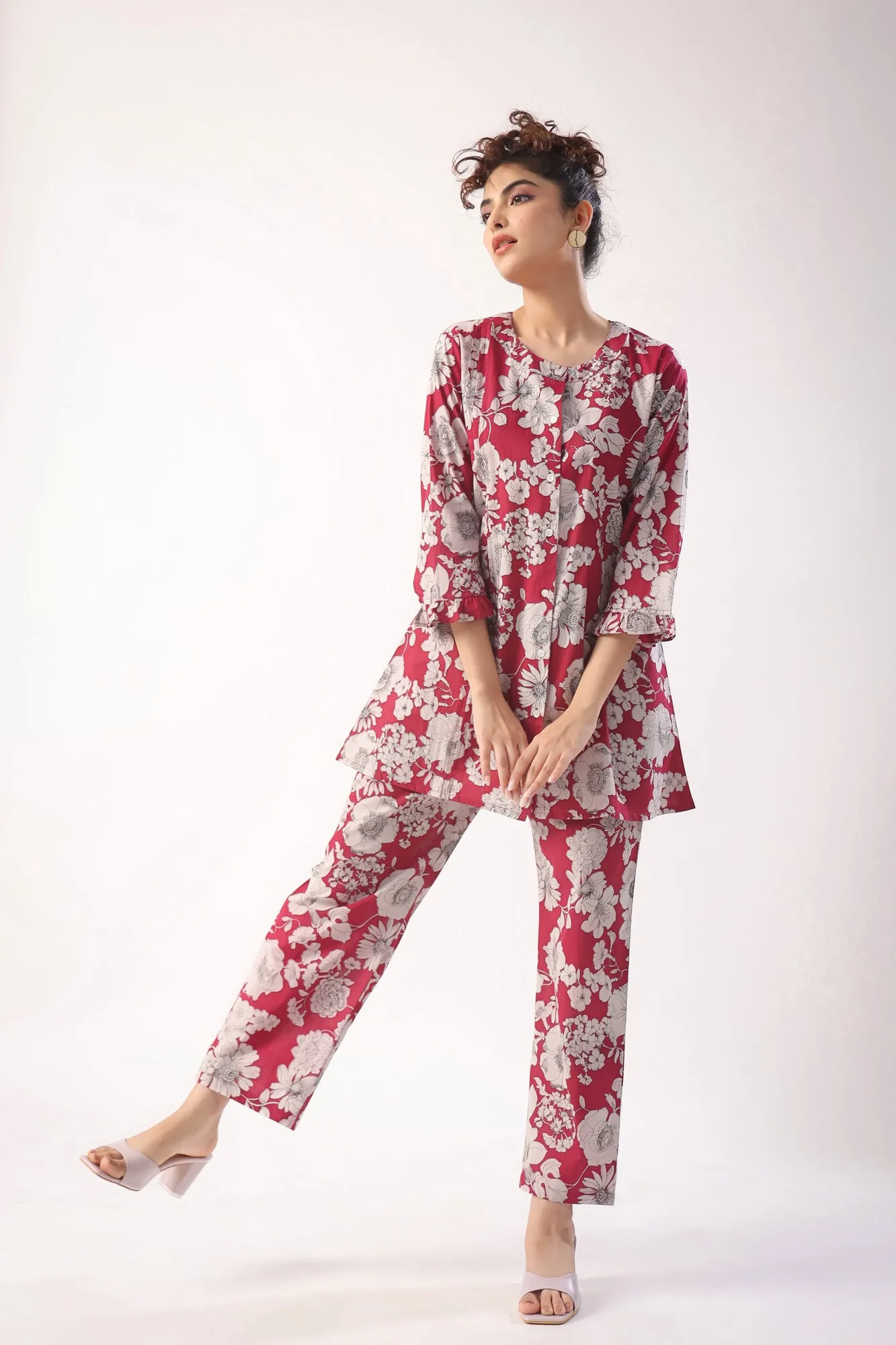 Garnet Gala Wine Loungewear Top Set