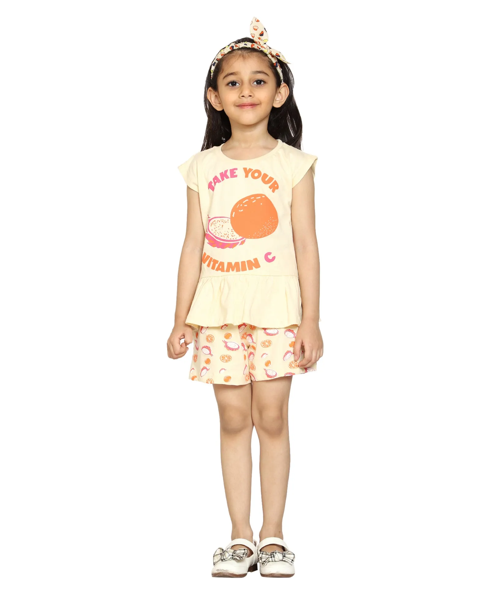 Girls Printed Tee and AOP Shorts Set