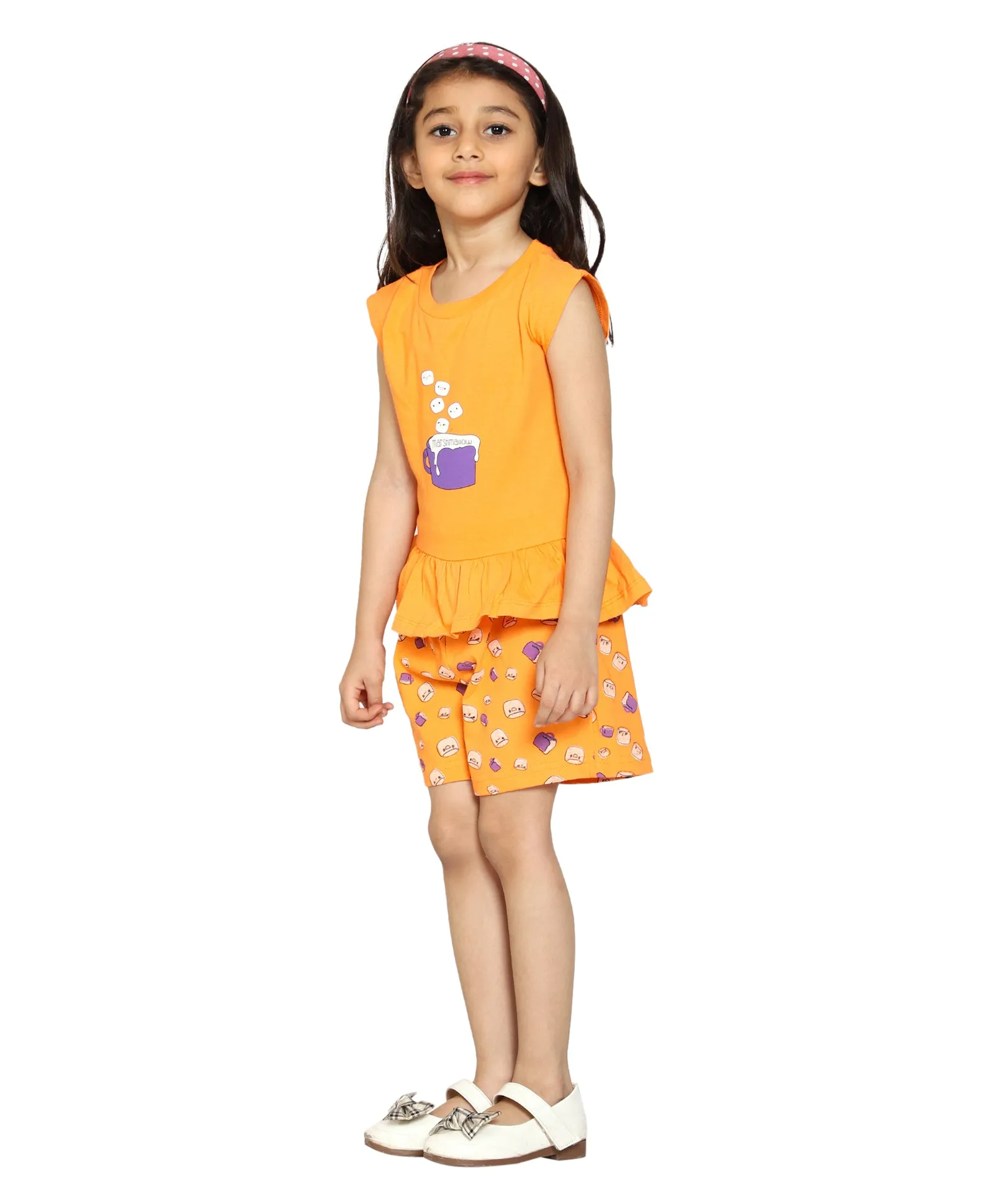 Girls Printed Tee and AOP Shorts Set