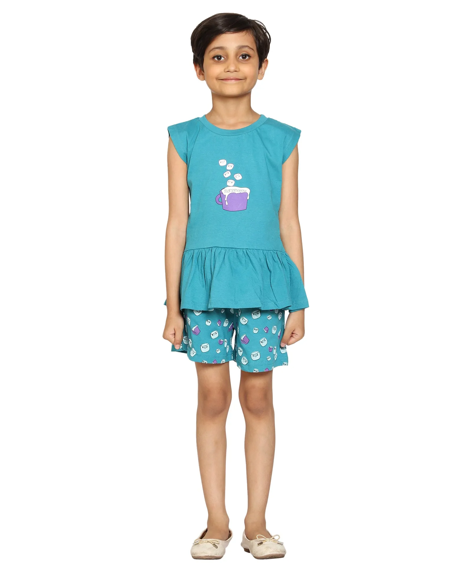 Girls Printed Tee and AOP Shorts Set