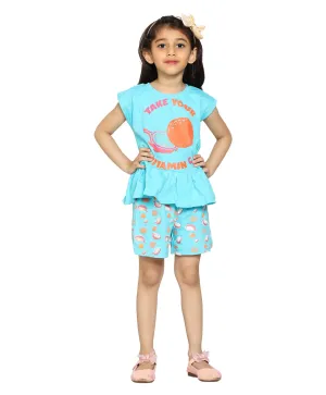 Girls Printed Tee and AOP Shorts Set