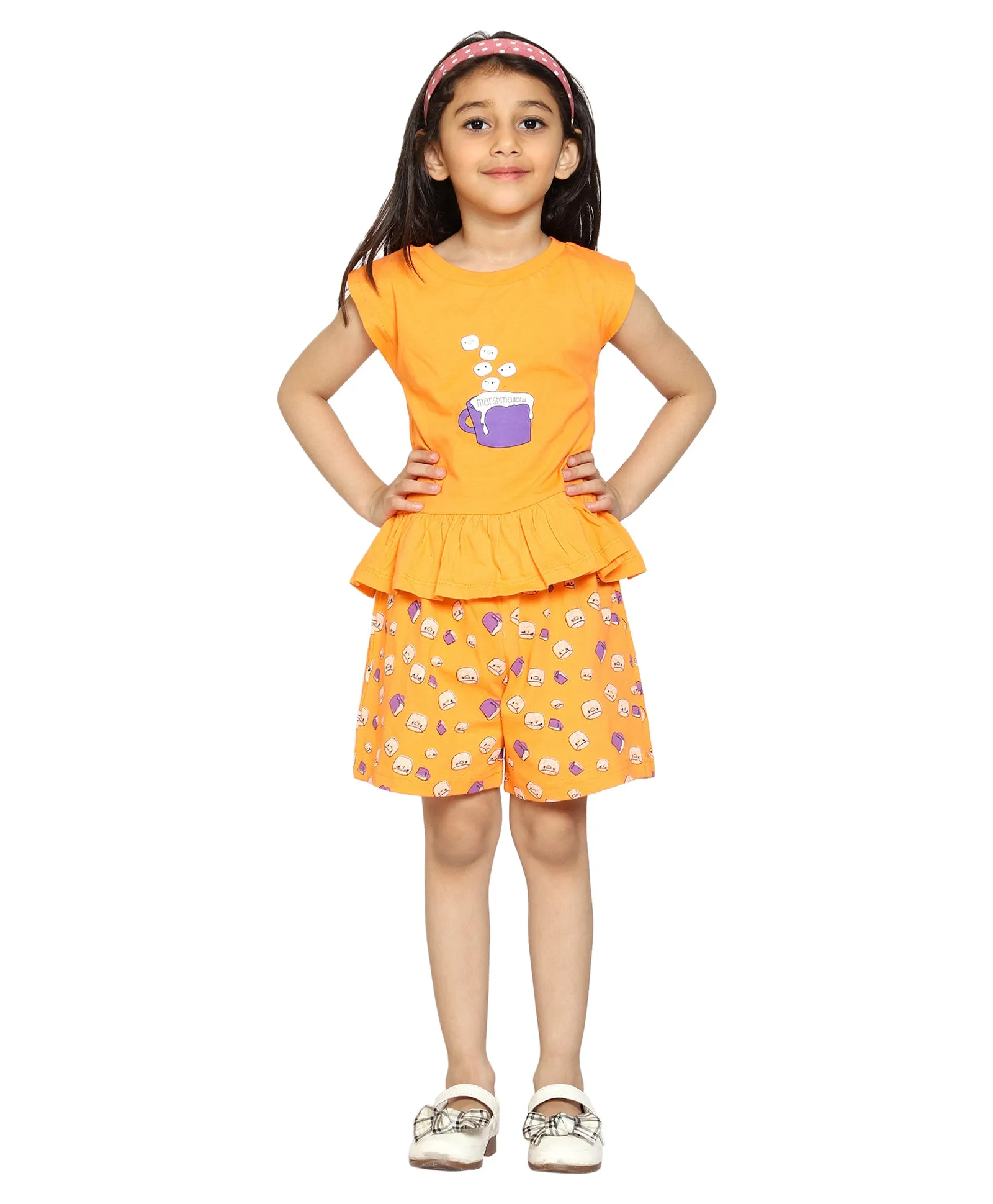 Girls Printed Tee and AOP Shorts Set