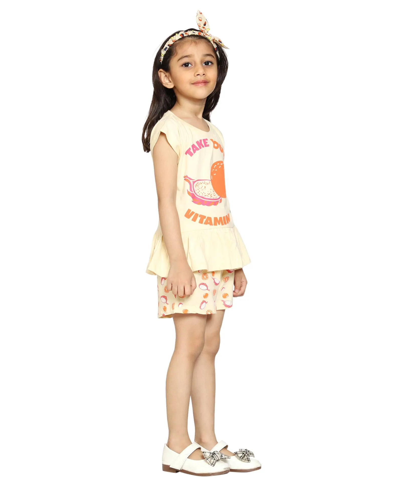 Girls Printed Tee and AOP Shorts Set