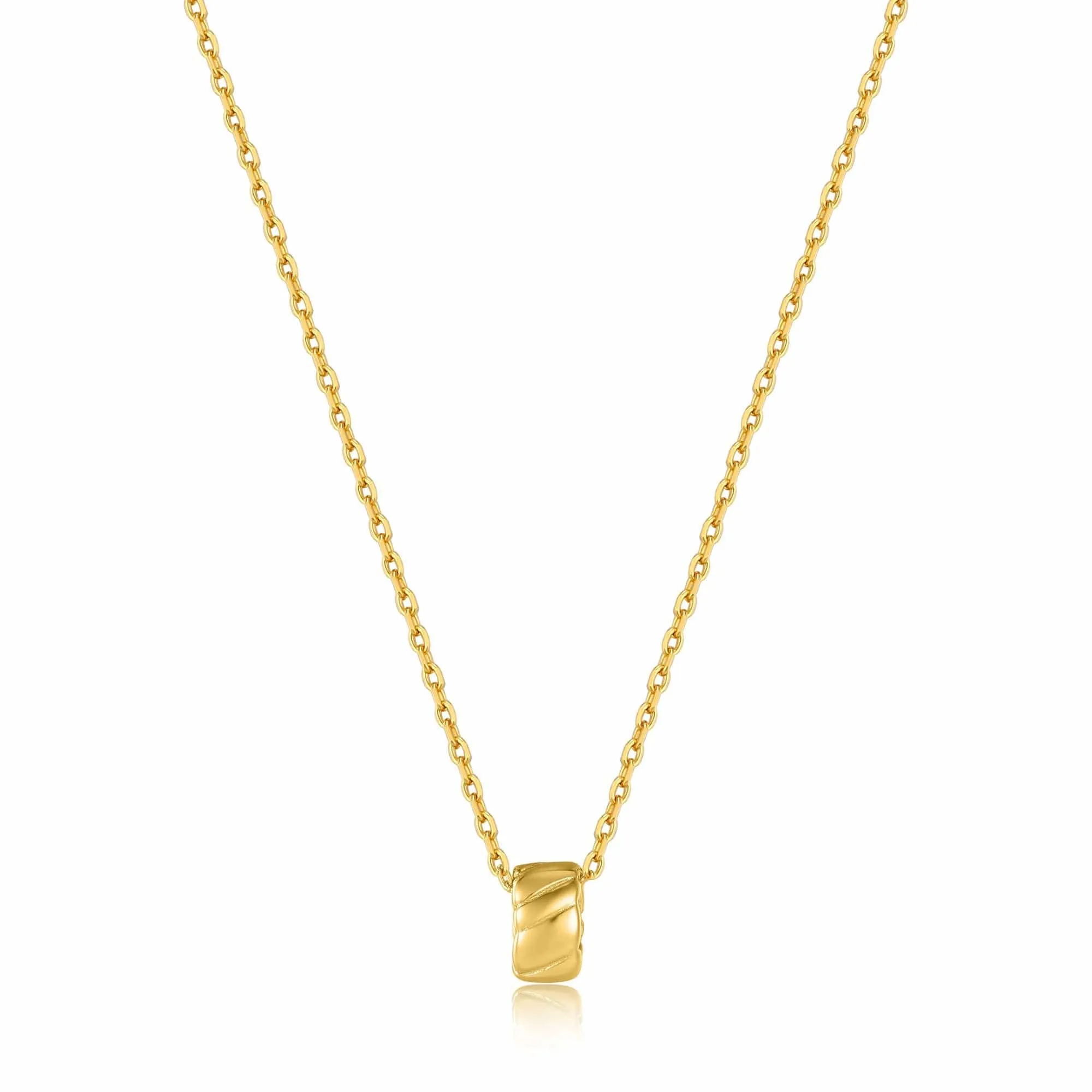 Gold Smooth Twist Pendant Necklace