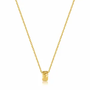 Gold Smooth Twist Pendant Necklace