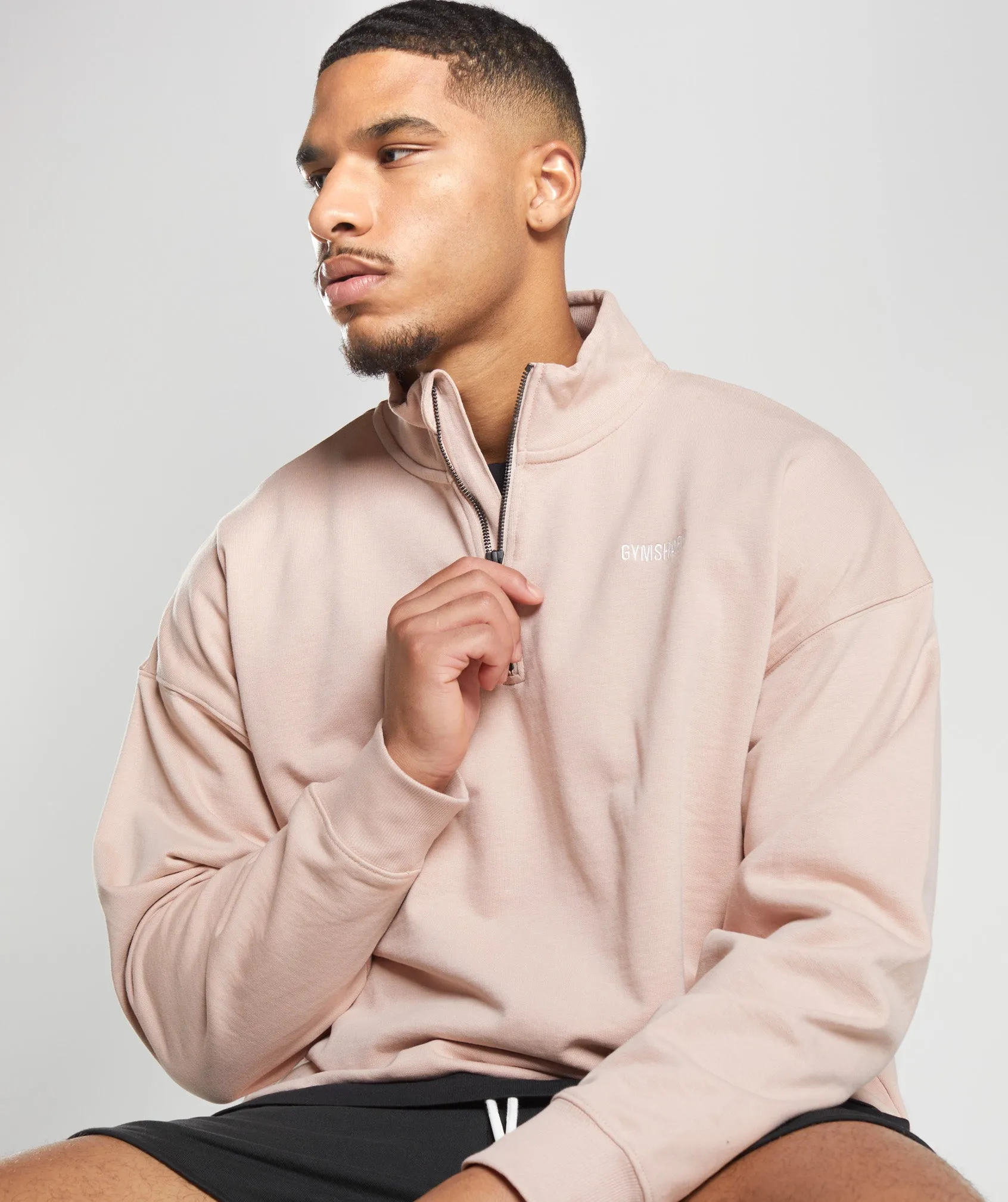 Gymshark Rest Day Sweats 1/4 Zip - Dusty Taupe