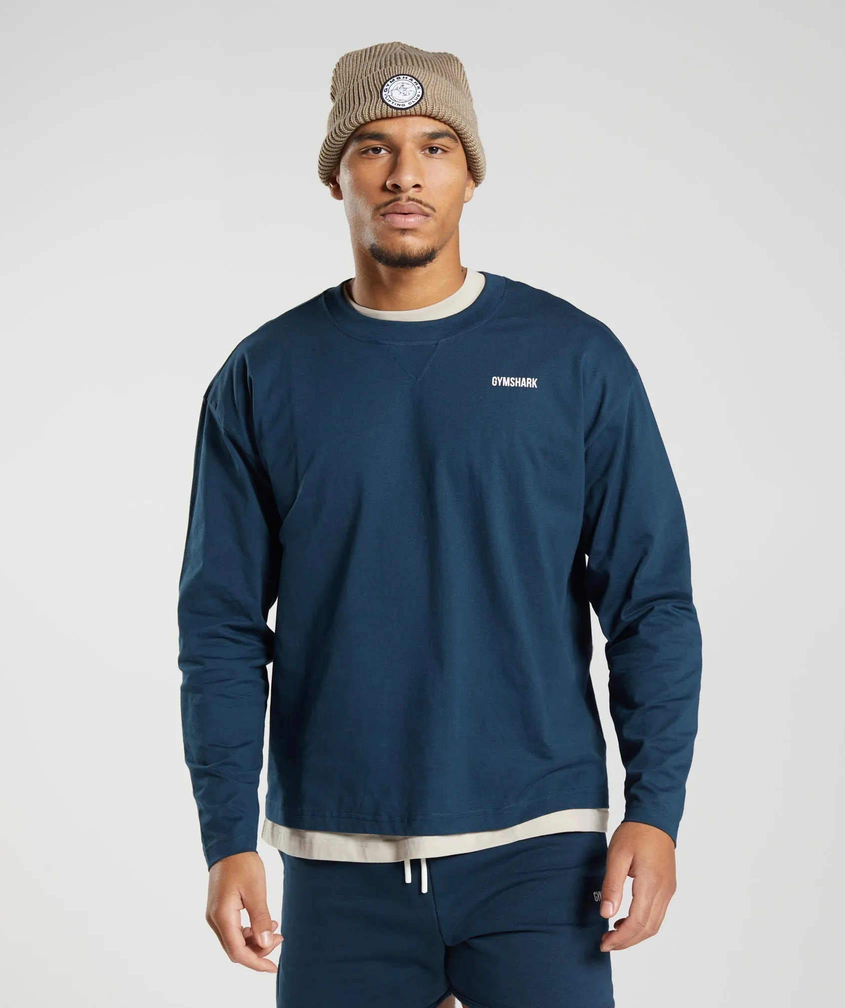 Gymshark Rest Day Sweats Long Sleeve T-Shirt - Navy