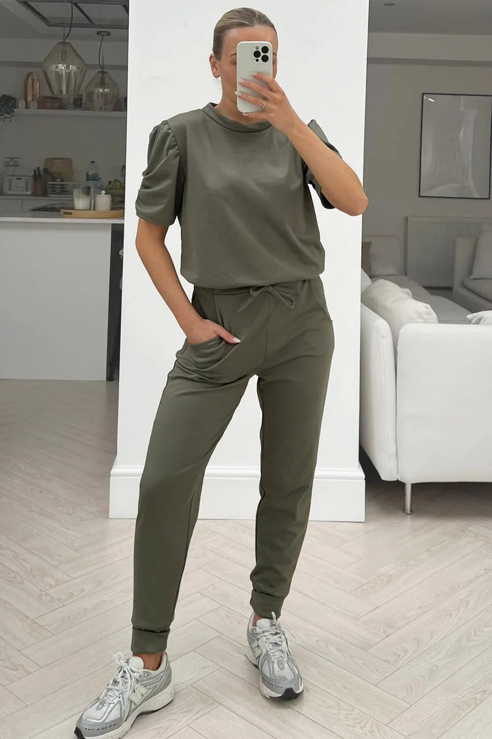 Harmony Khaki lightweight loungewear set