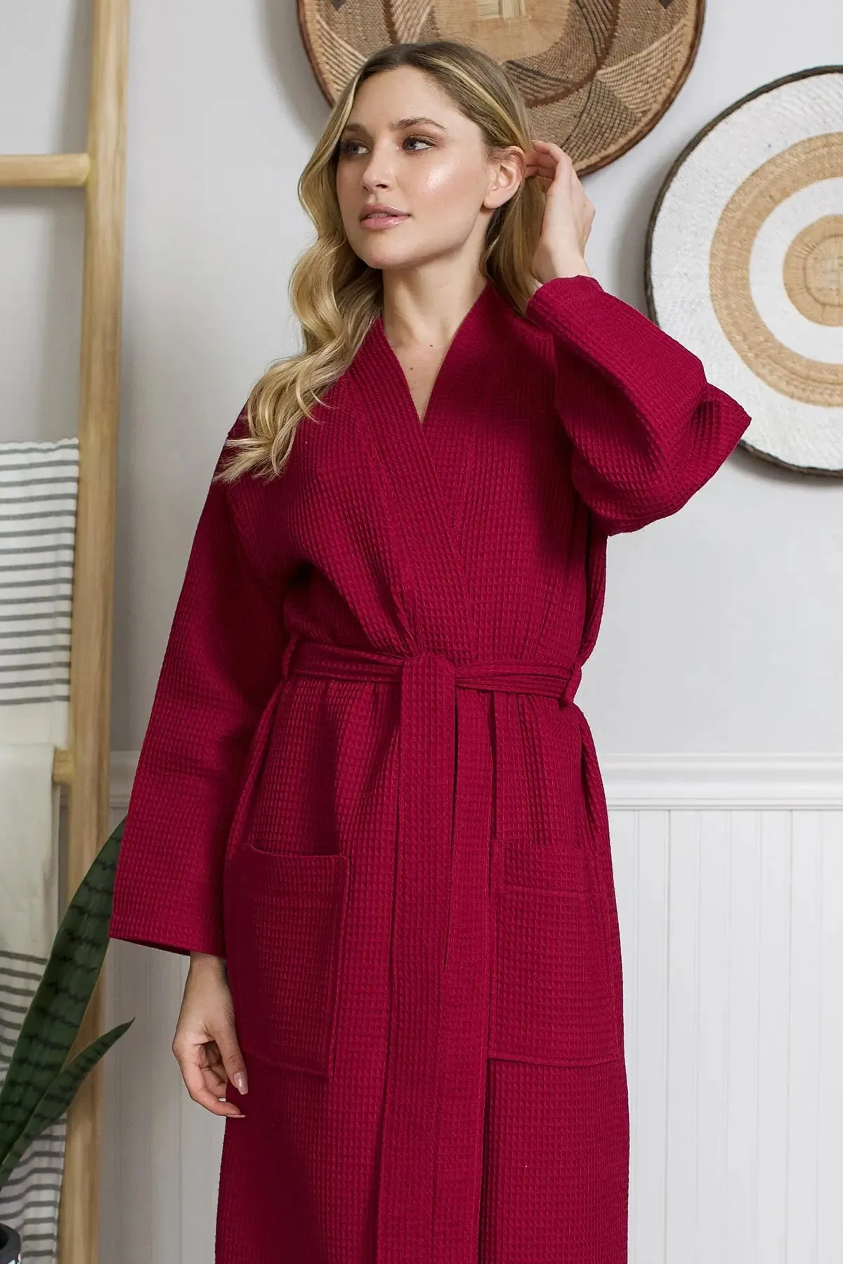 Lightweight Cotton Waffle Robe for Women