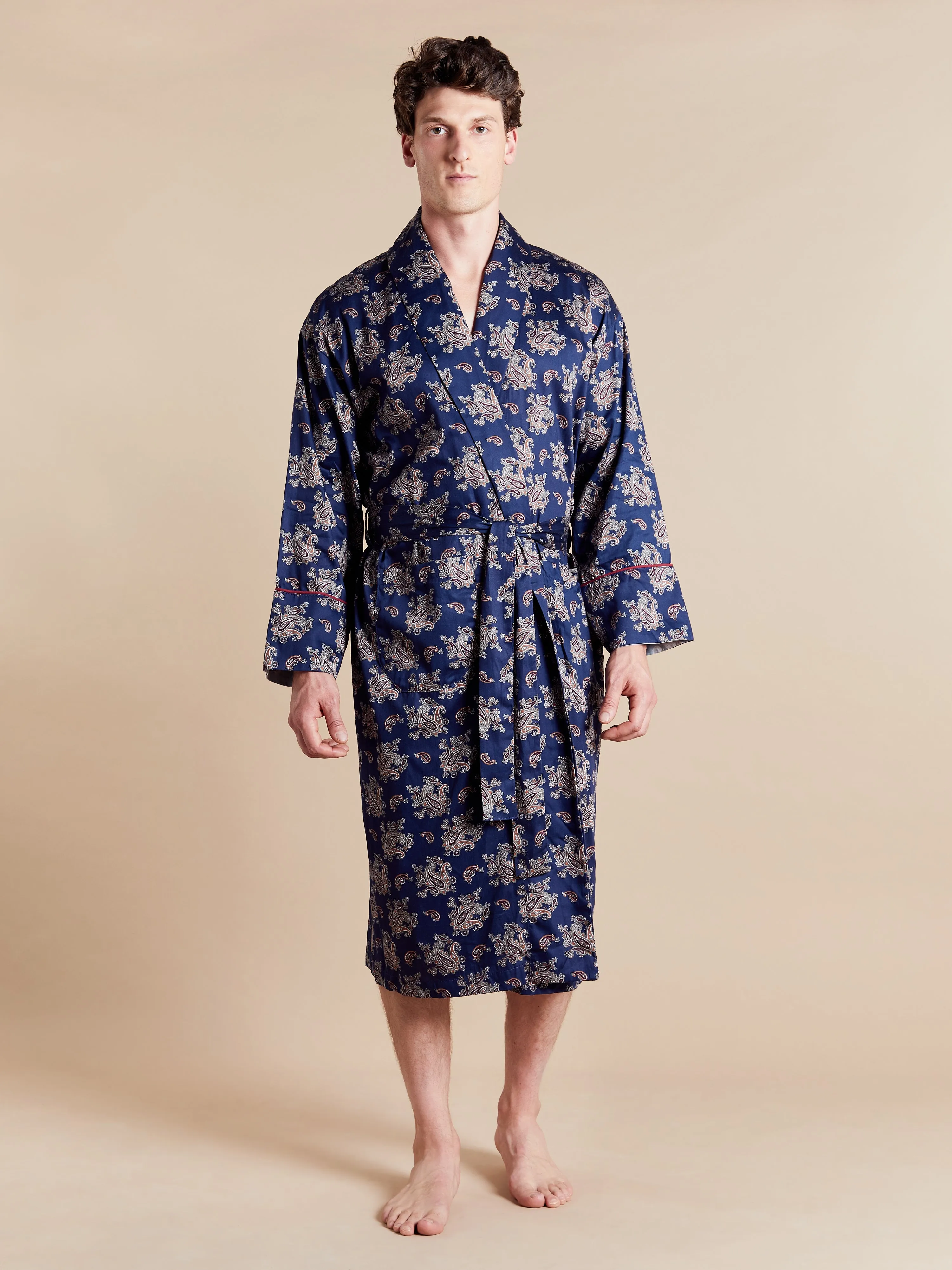 Lightweight Men's Dressing Gown - Gatsby Paisley Blue