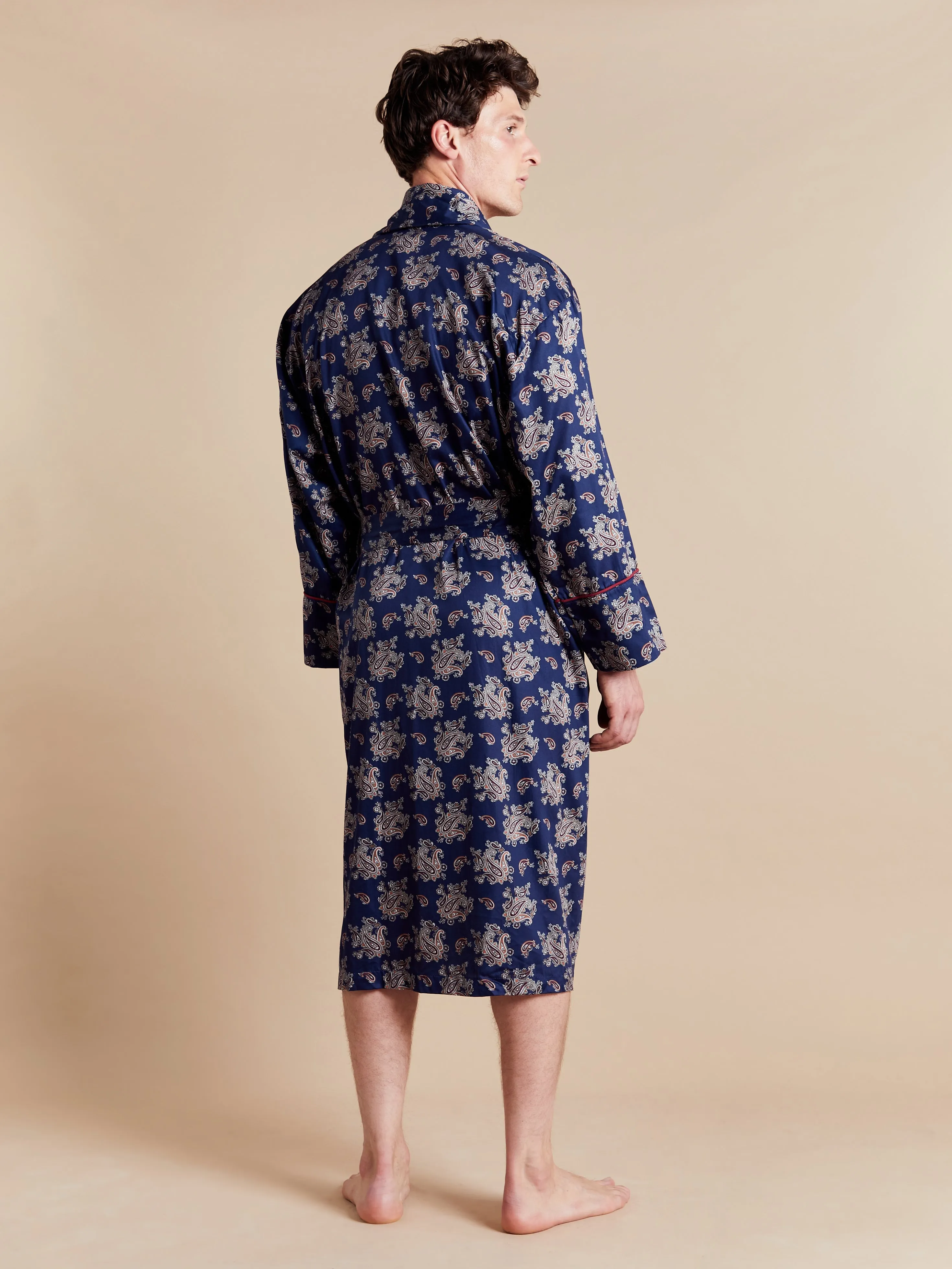 Lightweight Men's Dressing Gown - Gatsby Paisley Blue