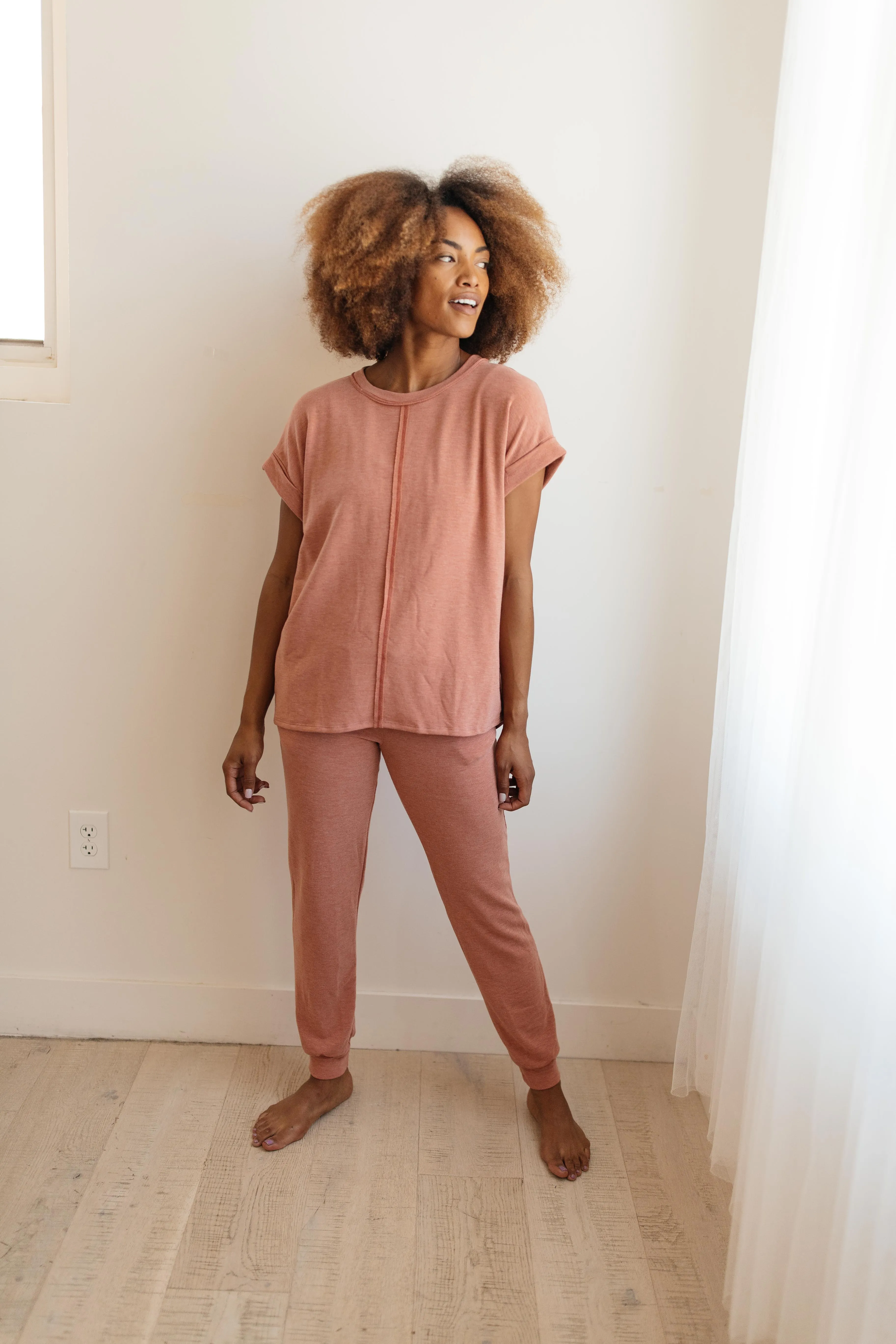 Luxurious Loungewear Top In Terracotta