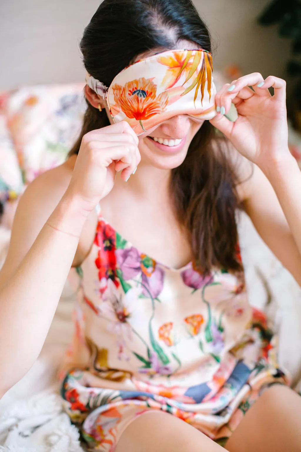 Luxury Silk eye mask with floral print designs