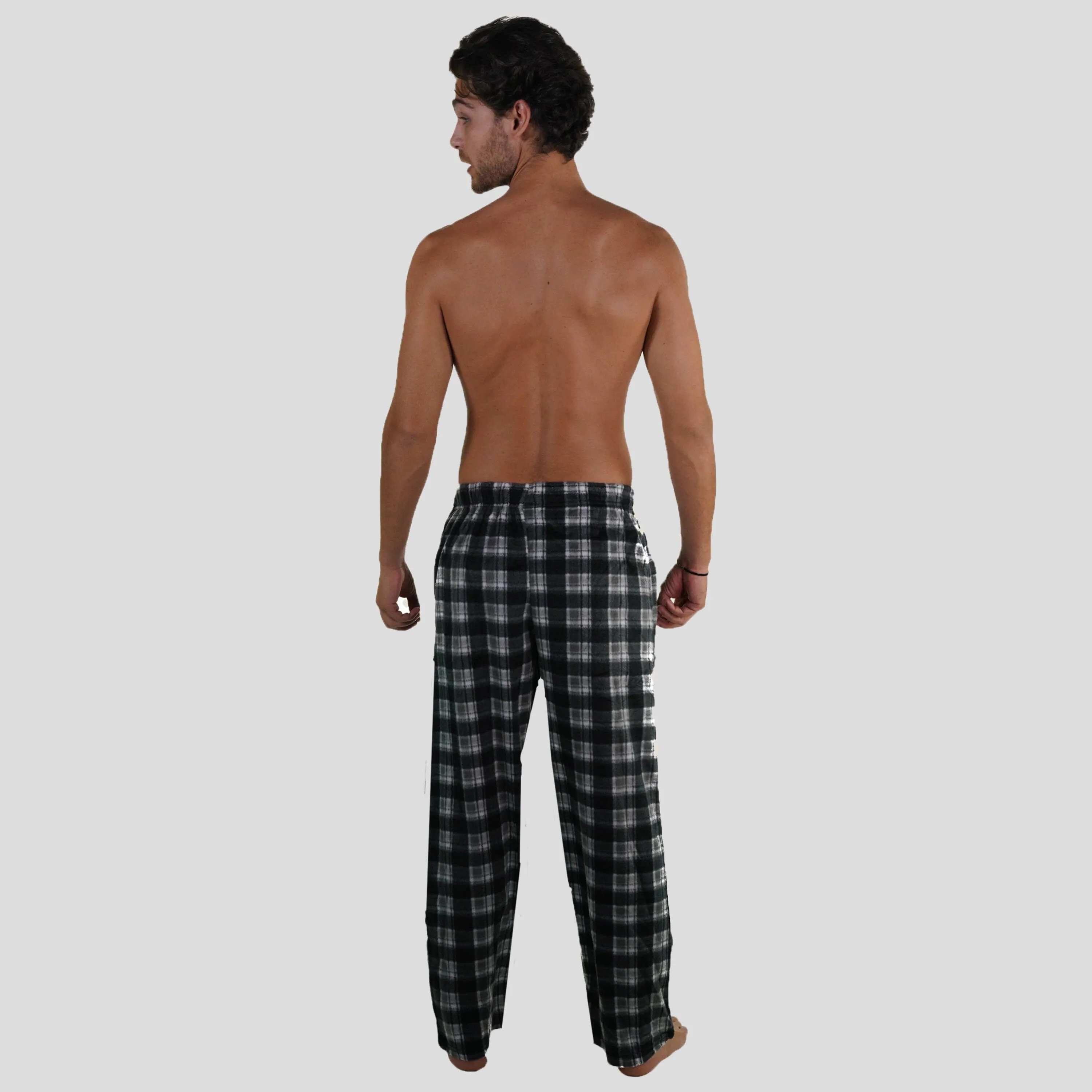 Members Only Men's Minky Fleece Sleep Pants - Black Plaid