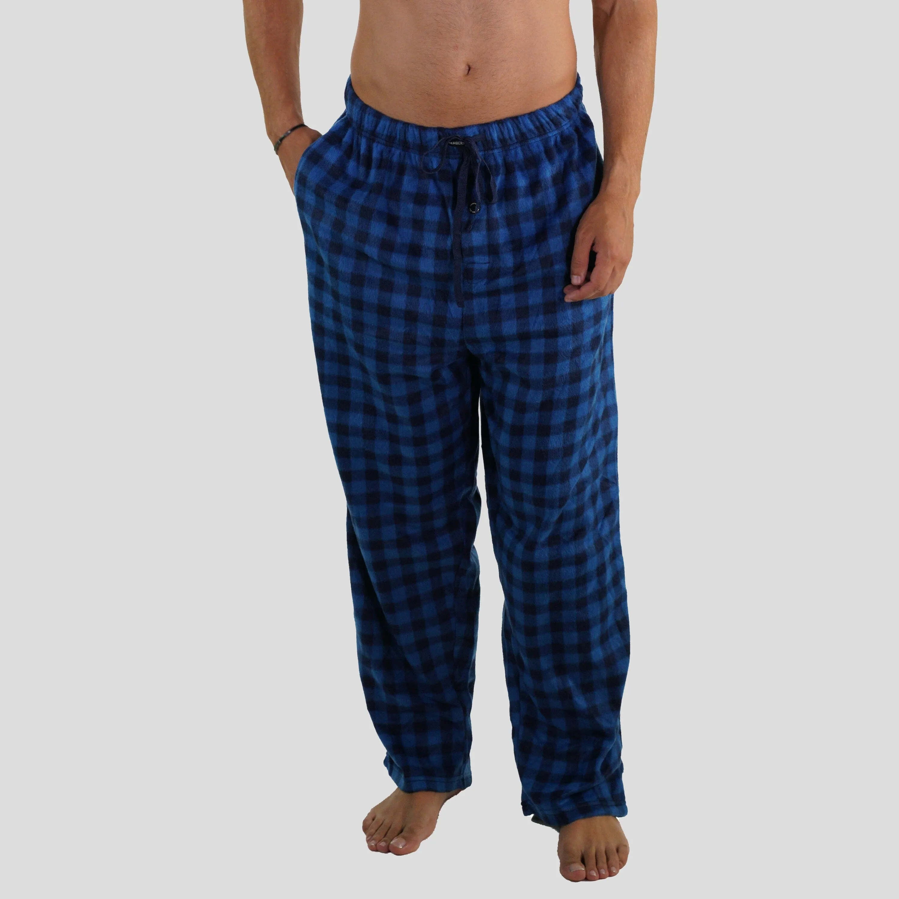 Members Only Men's Minky Fleece Sleep Pants - Blue Plaid