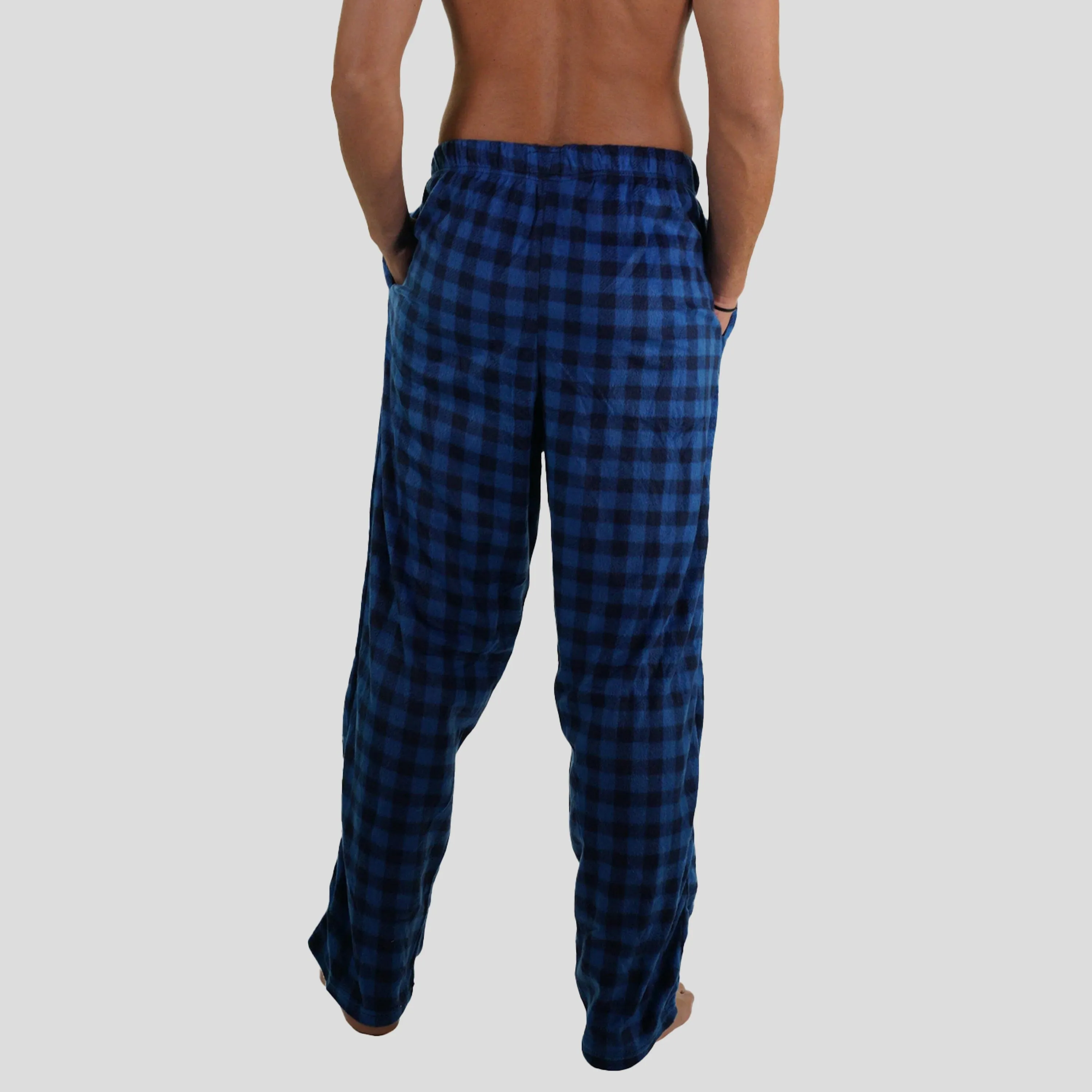 Members Only Men's Minky Fleece Sleep Pants - Blue Plaid