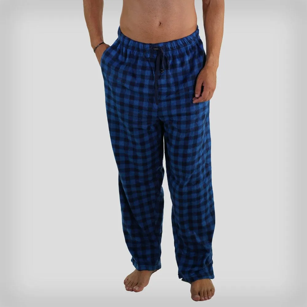 Members Only Men's Minky Fleece Sleep Pants - Blue Plaid