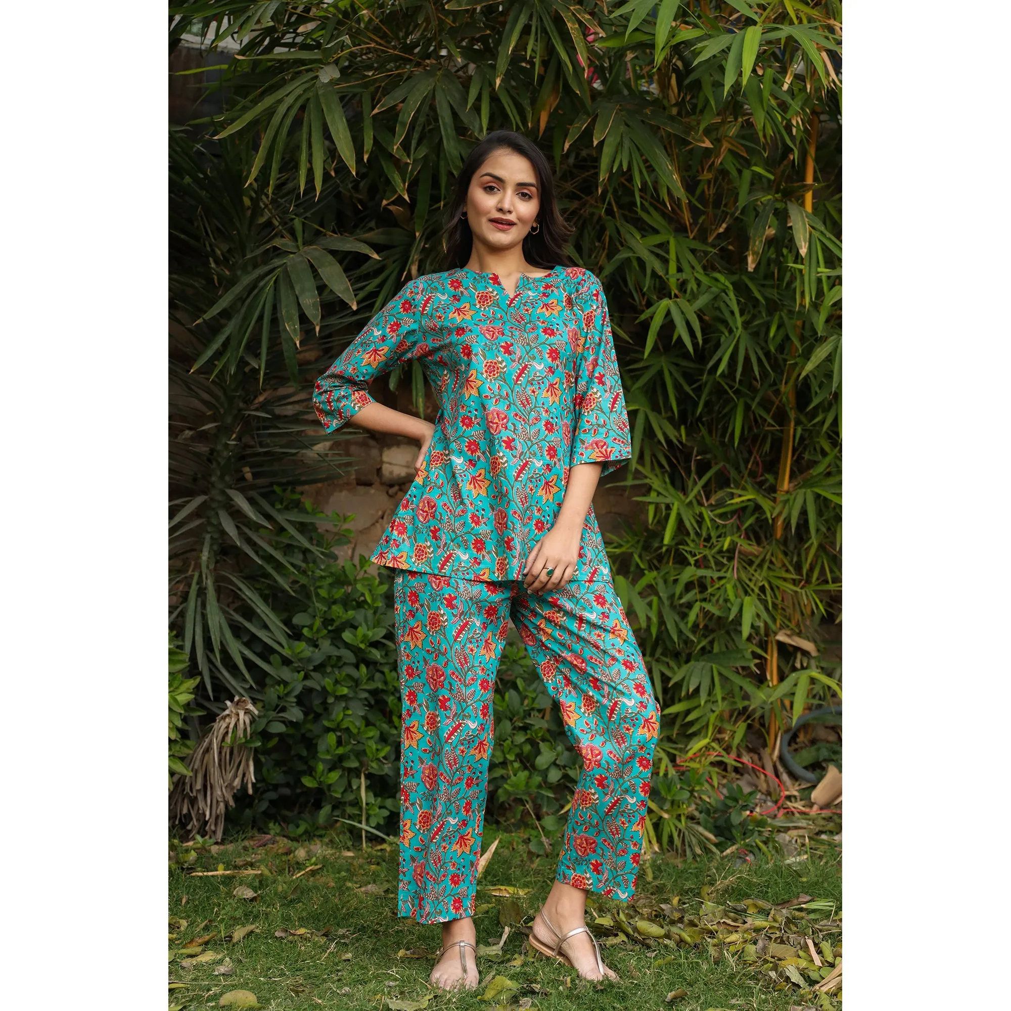 Milana Jaal on Blue Loungewear Top Set