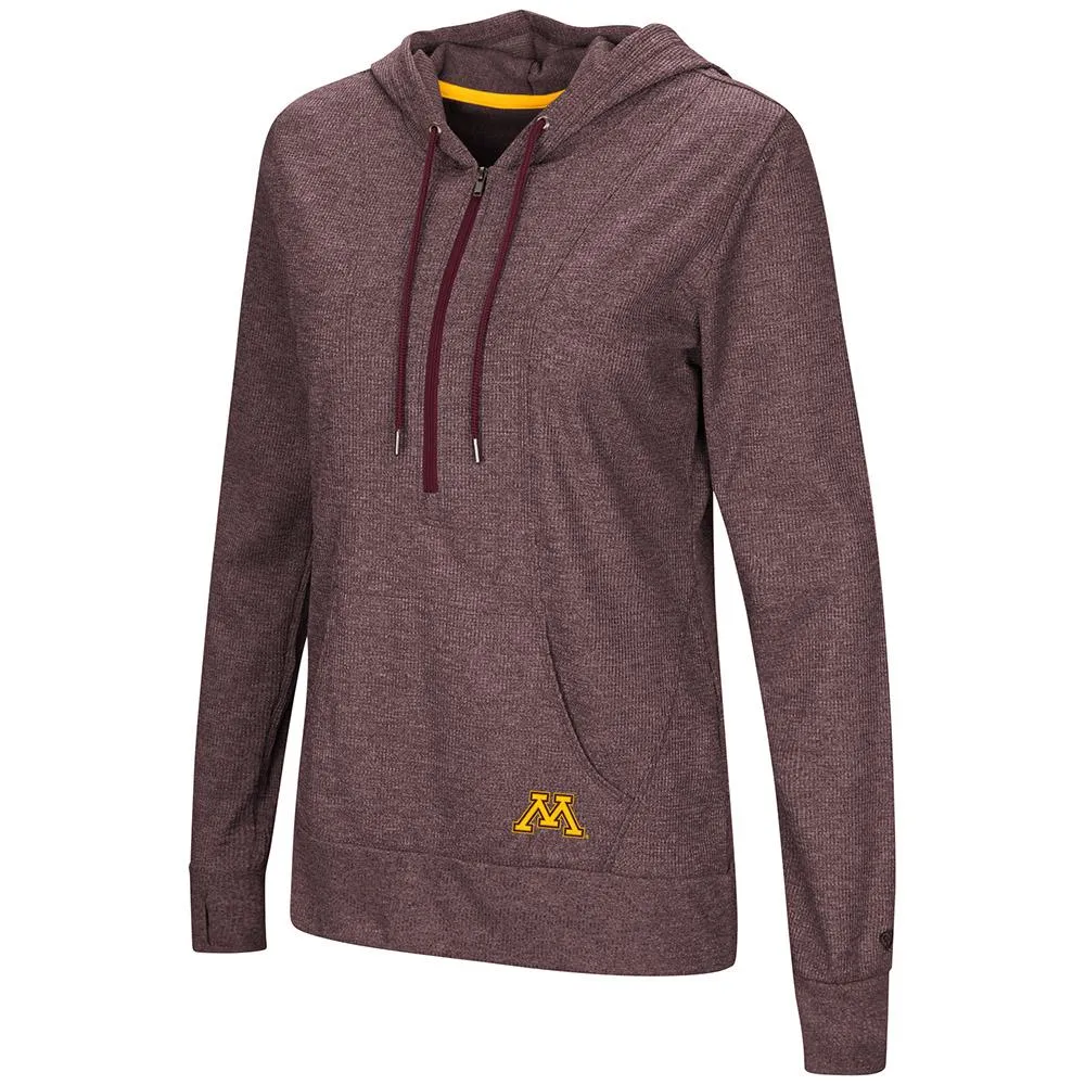 Minnesota Golden Gophers WOMEN'S "Sugar" 1/2 Zip Thermal Hoodie T-Shirt