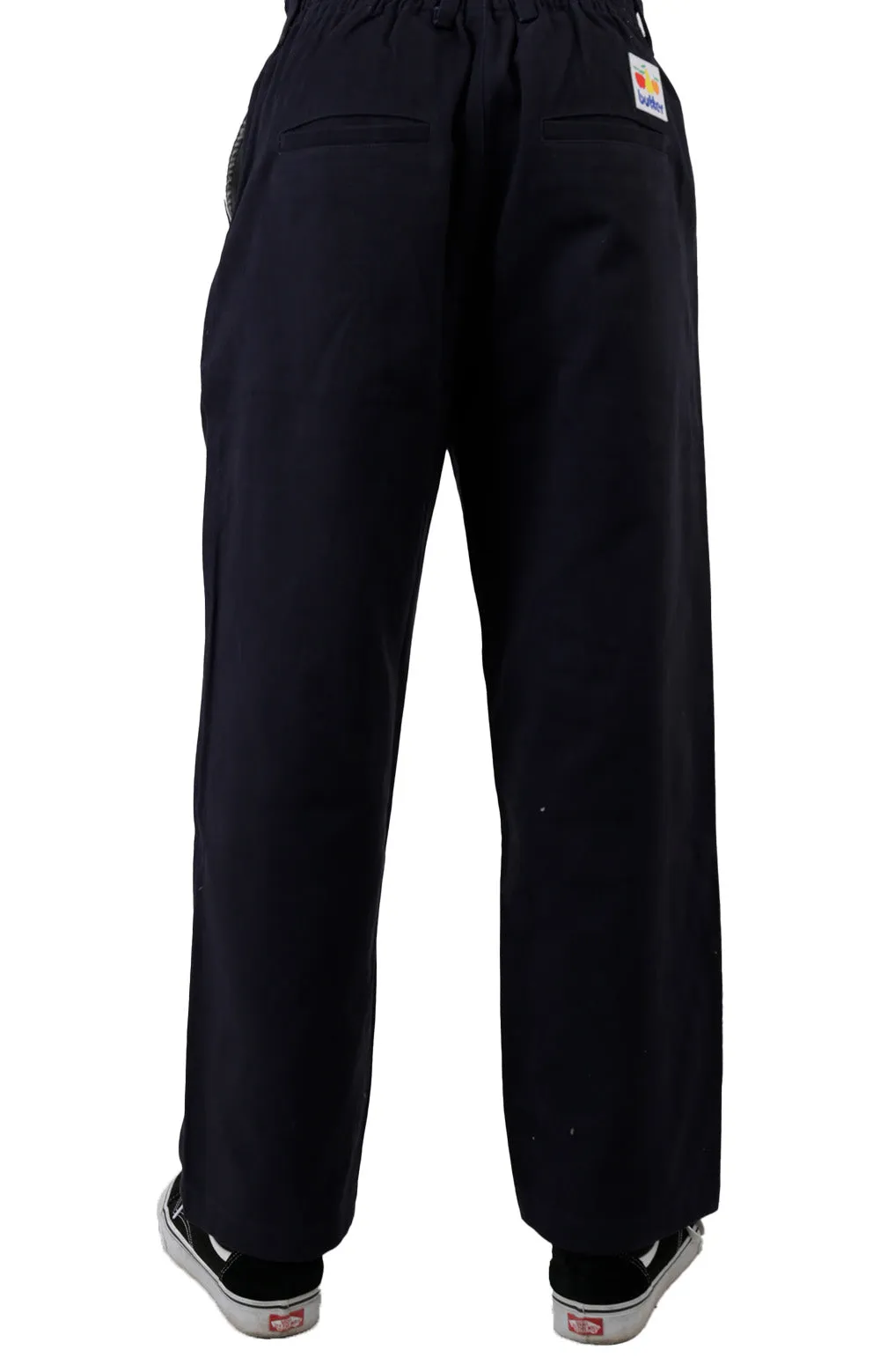 Navy Cotton Twill Wide Leg Trousers