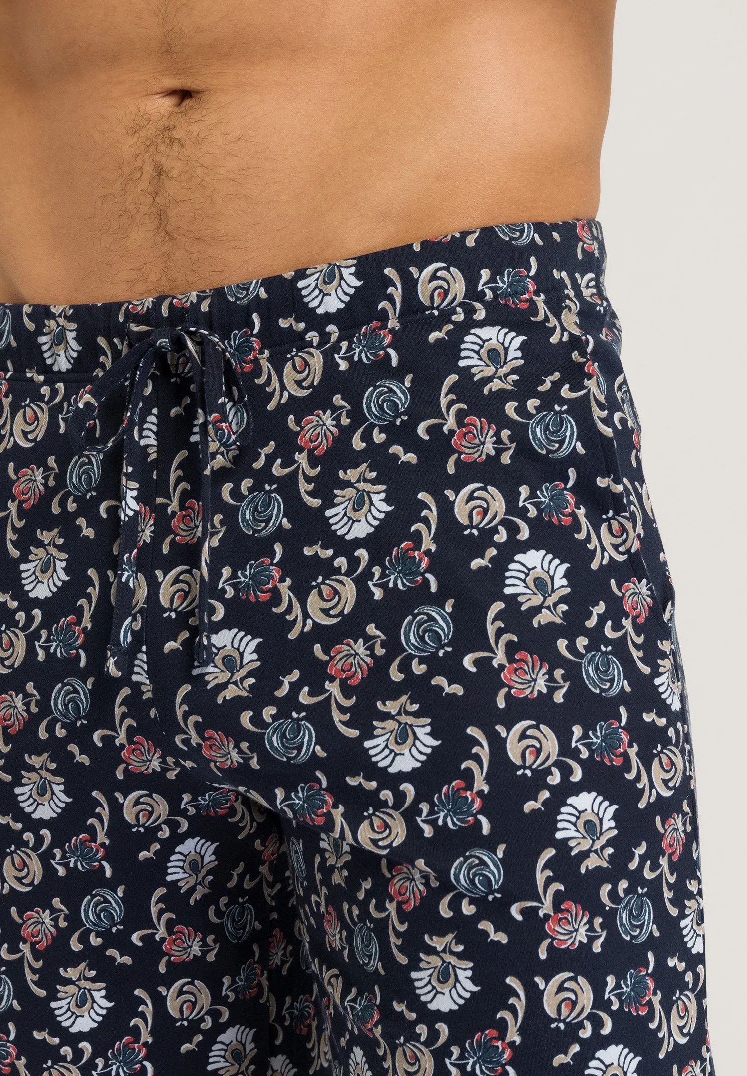 Night And Day Cotton Drawstring Shorts | Navy Botany Print 75513-1248